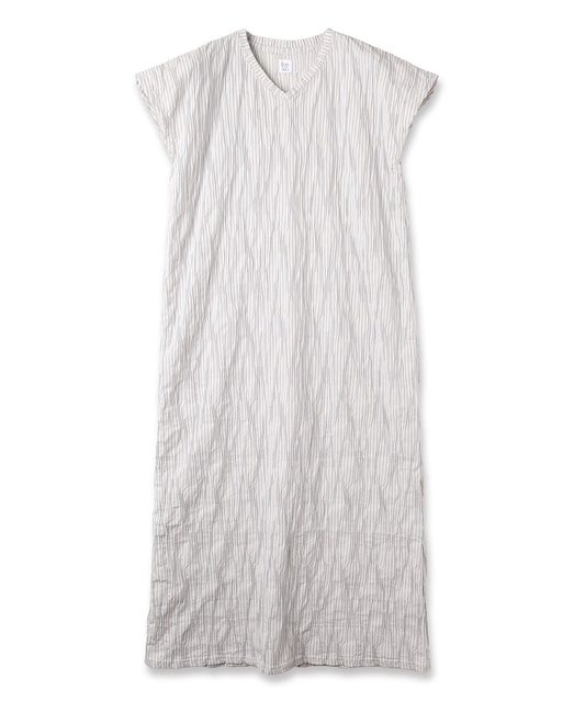 tucked dobby french-sleeve dress
