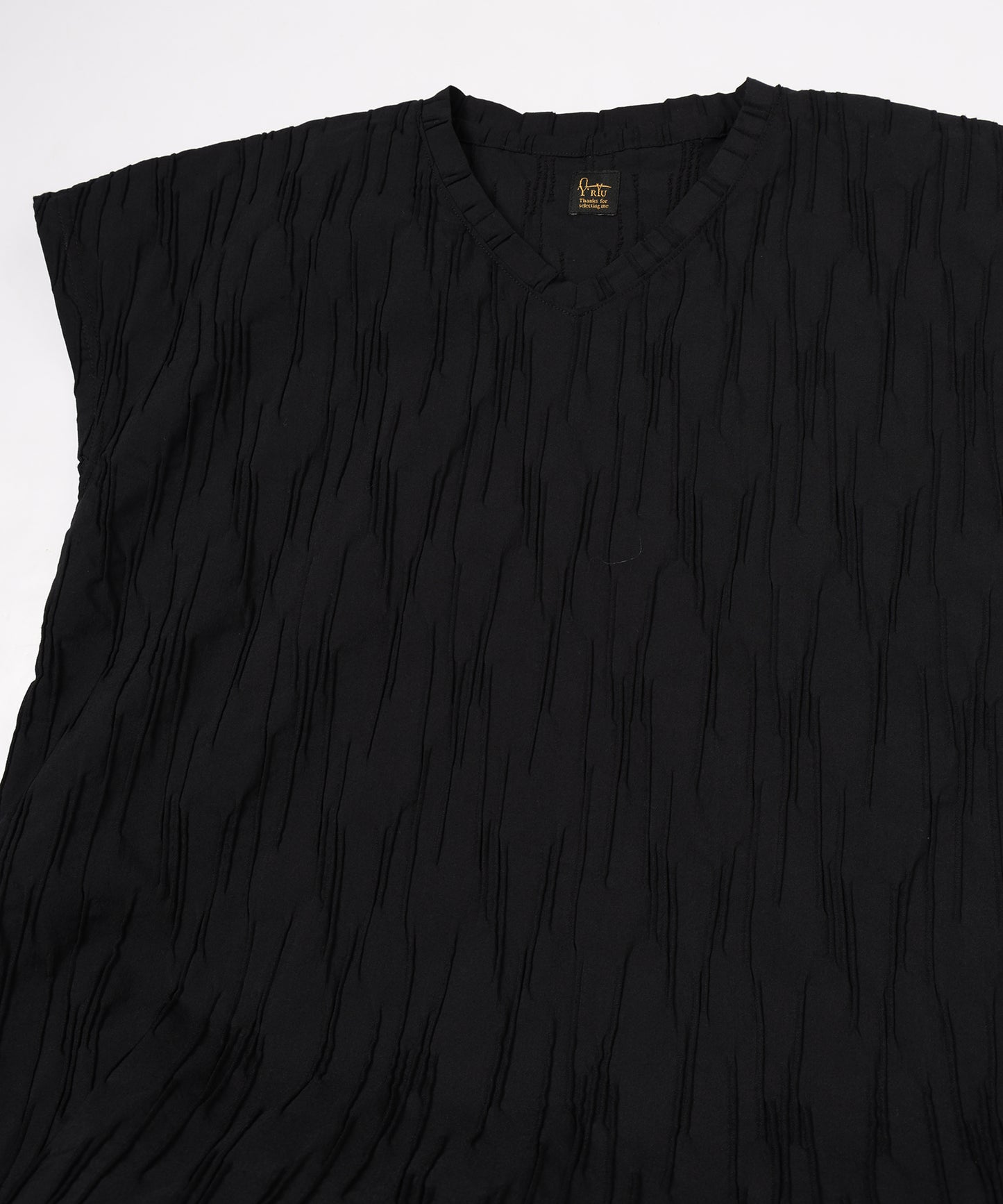 tucked dobby french-sleeve dress