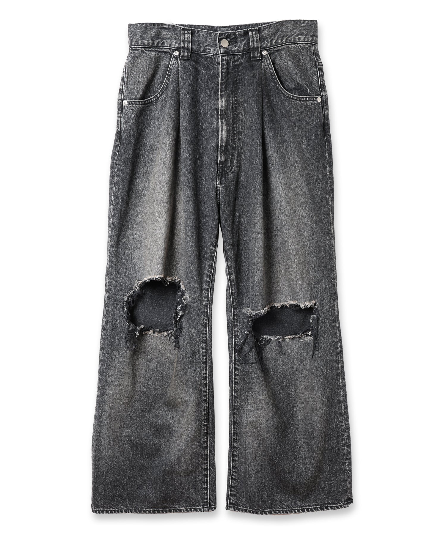 DAMAGE ONE TUCK WIDE STRAIGHT DENIM – ANLIO（アンリオ）