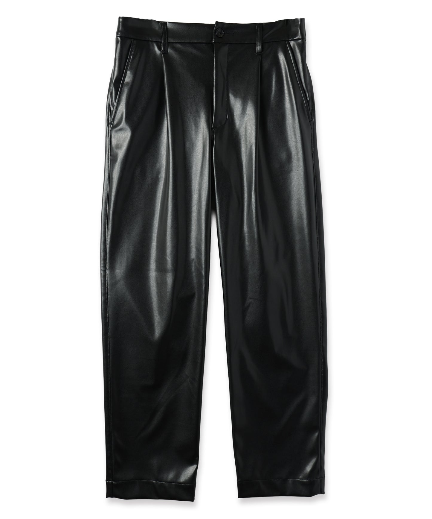 vegan leather tapered slacks