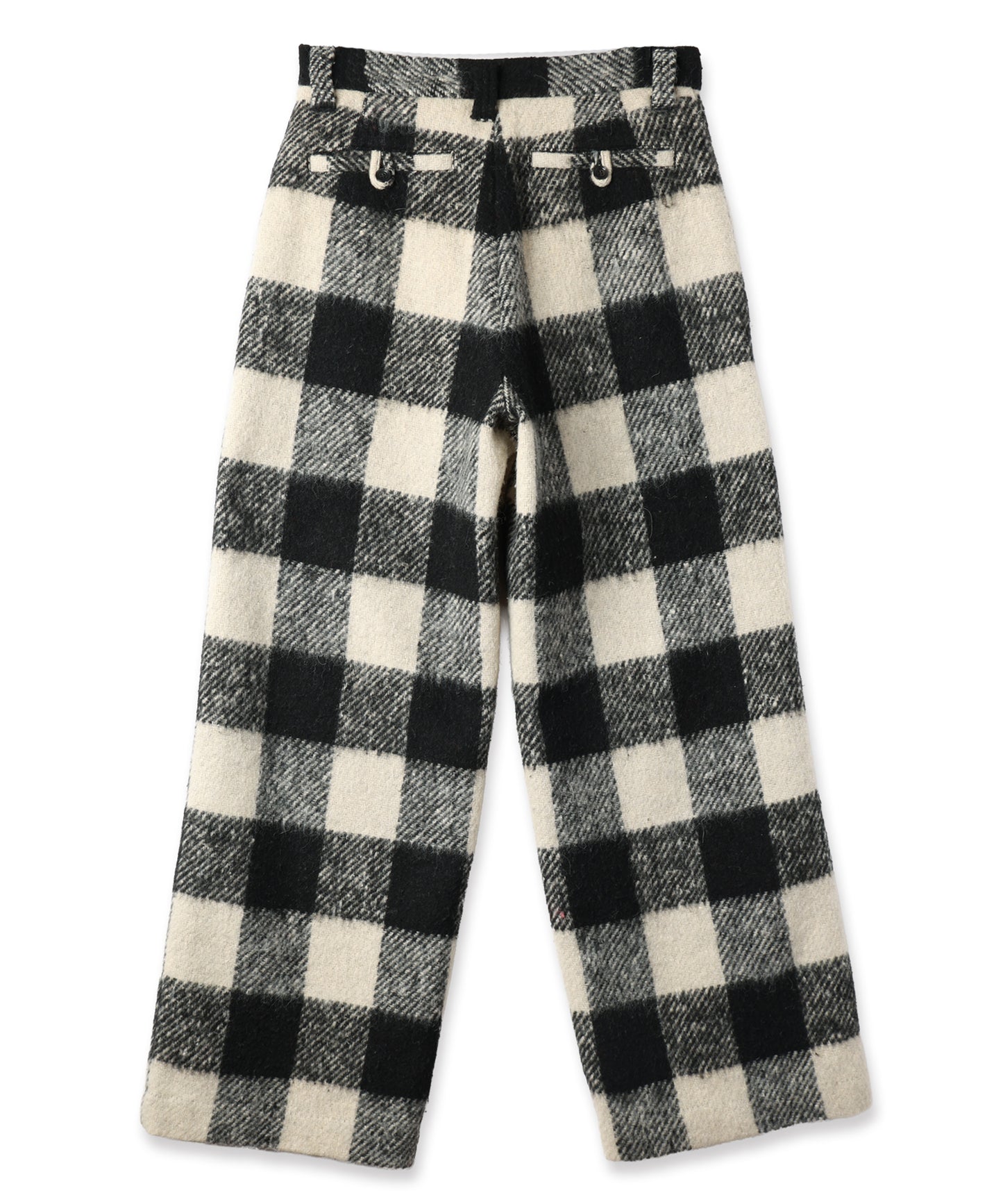 block plaid wide full-length slacks