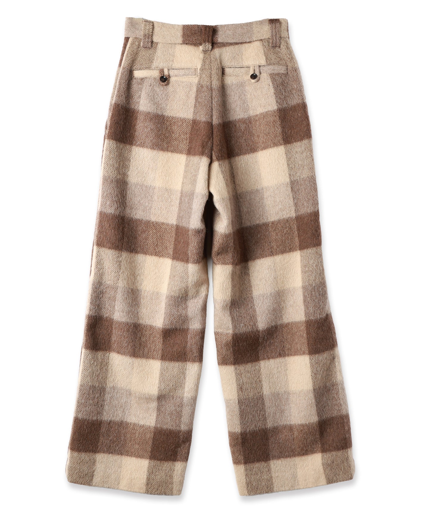block plaid wide full-length slacks
