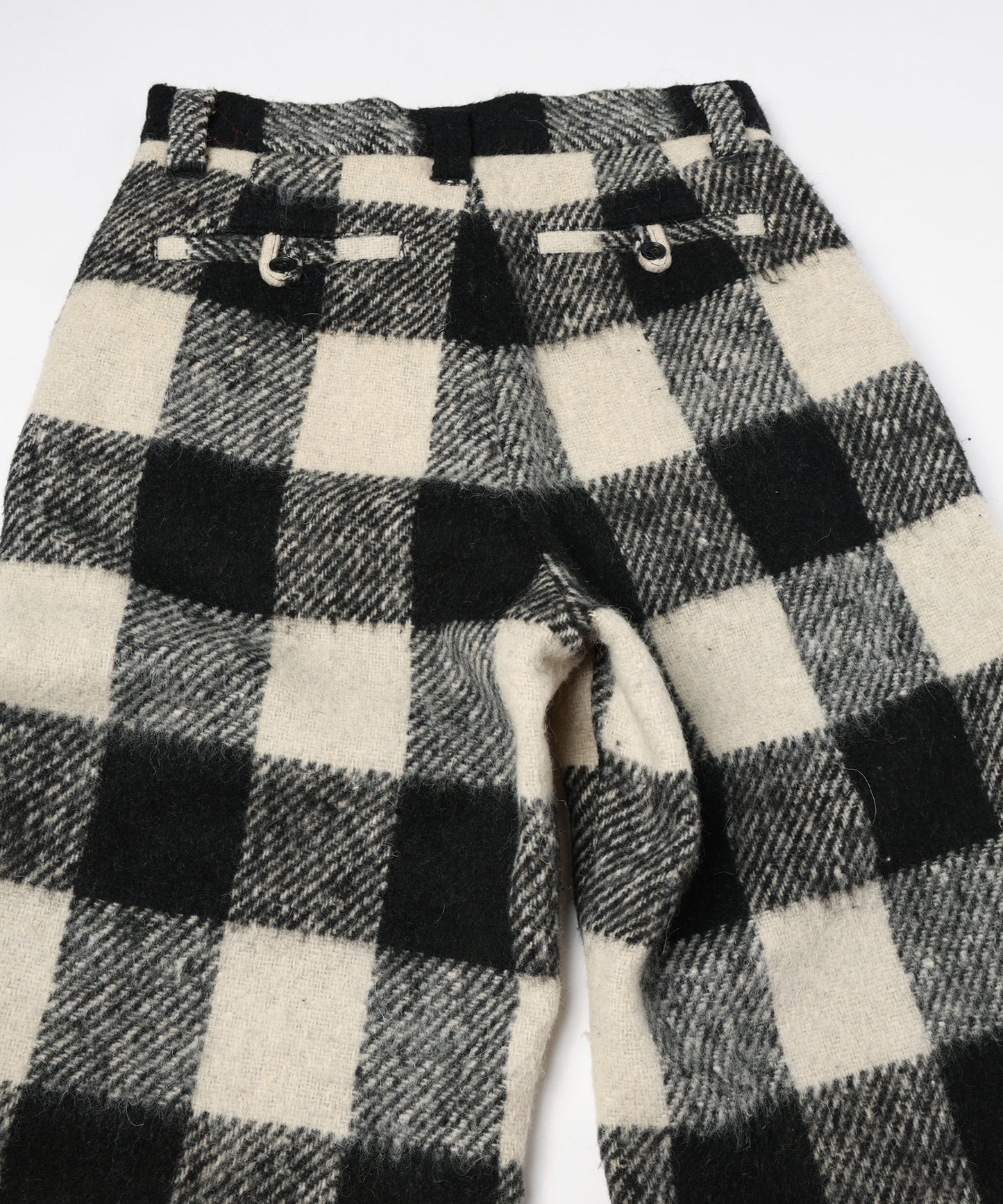 block plaid wide full-length slacks