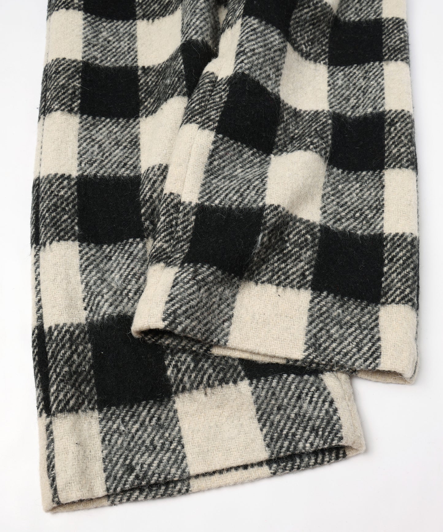 block plaid wide full-length slacks