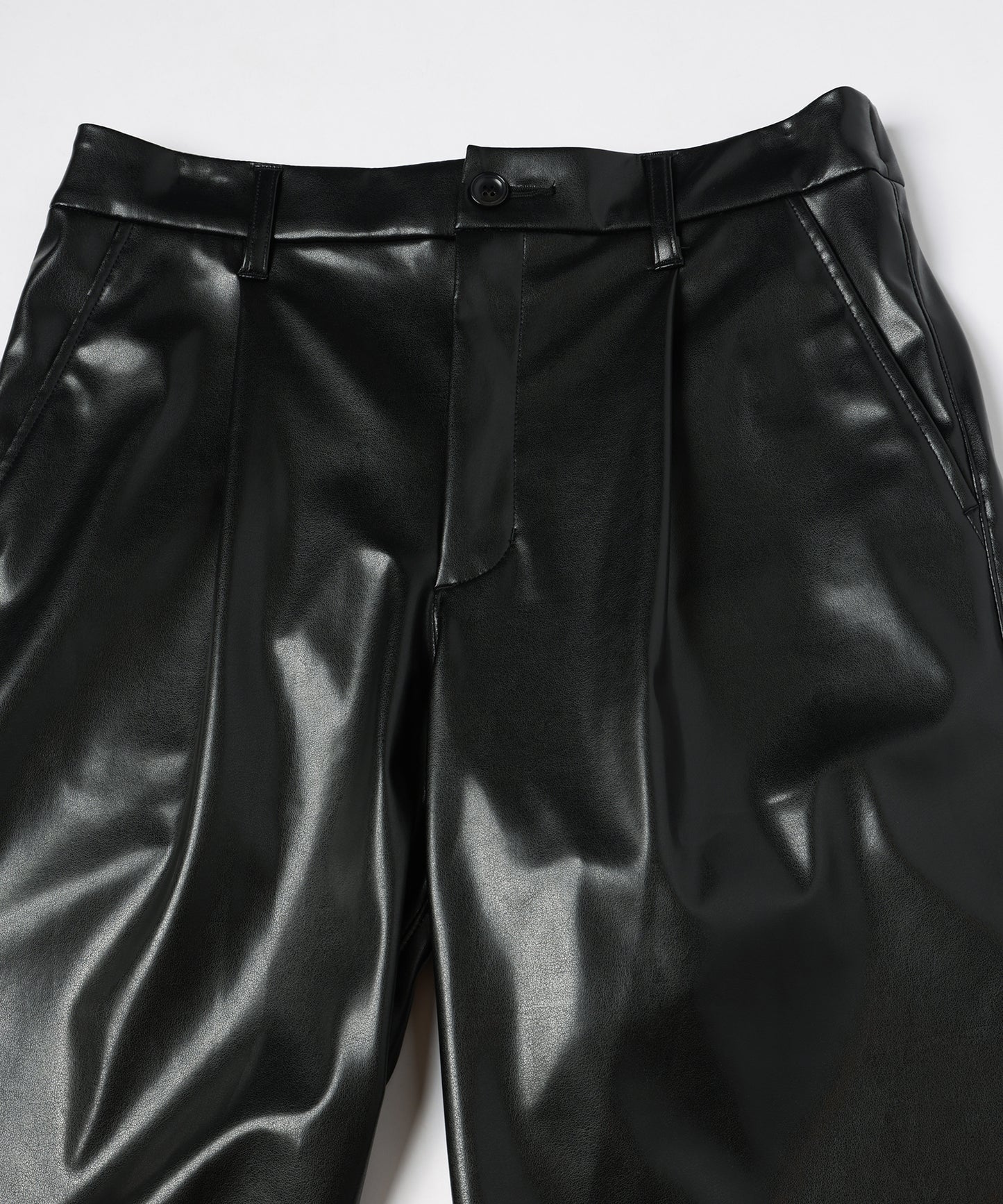 vegan leather tapered slacks