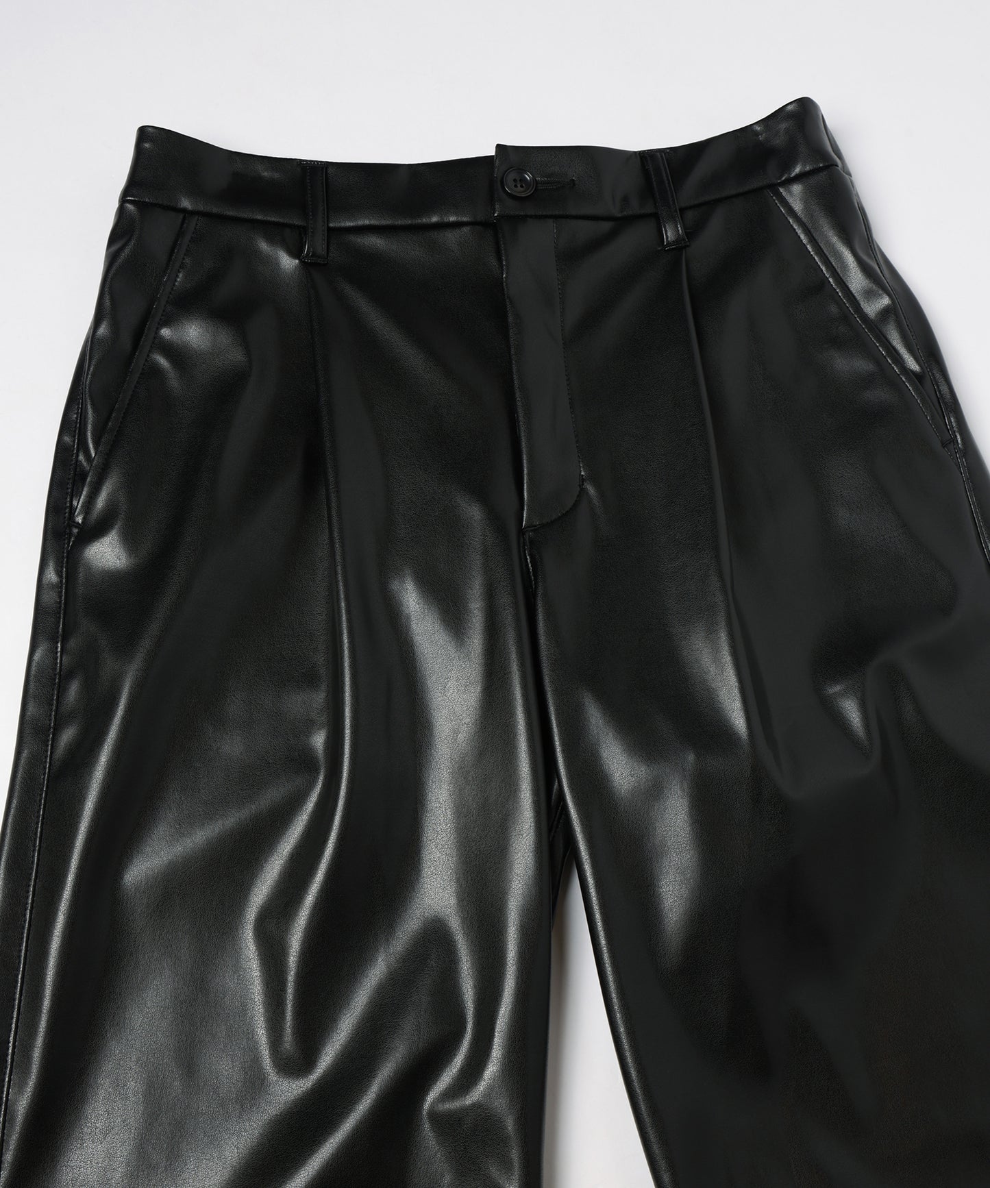 vegan leather tapered slacks