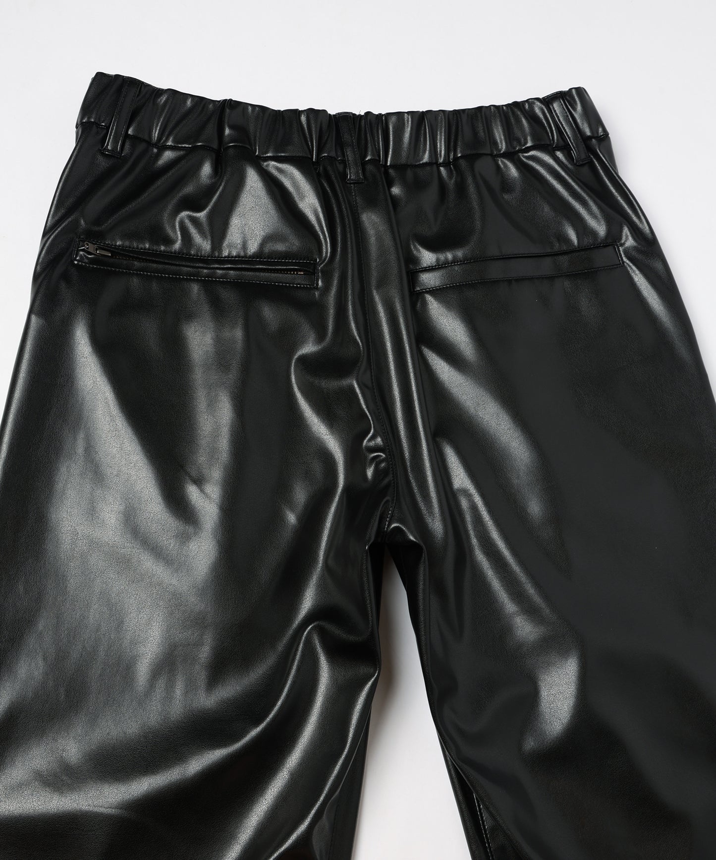 vegan leather tapered slacks