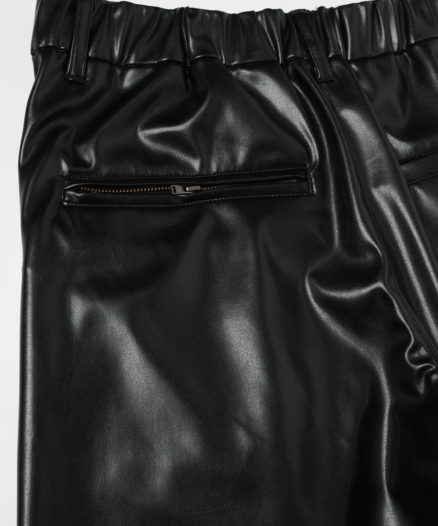 vegan leather tapered slacks