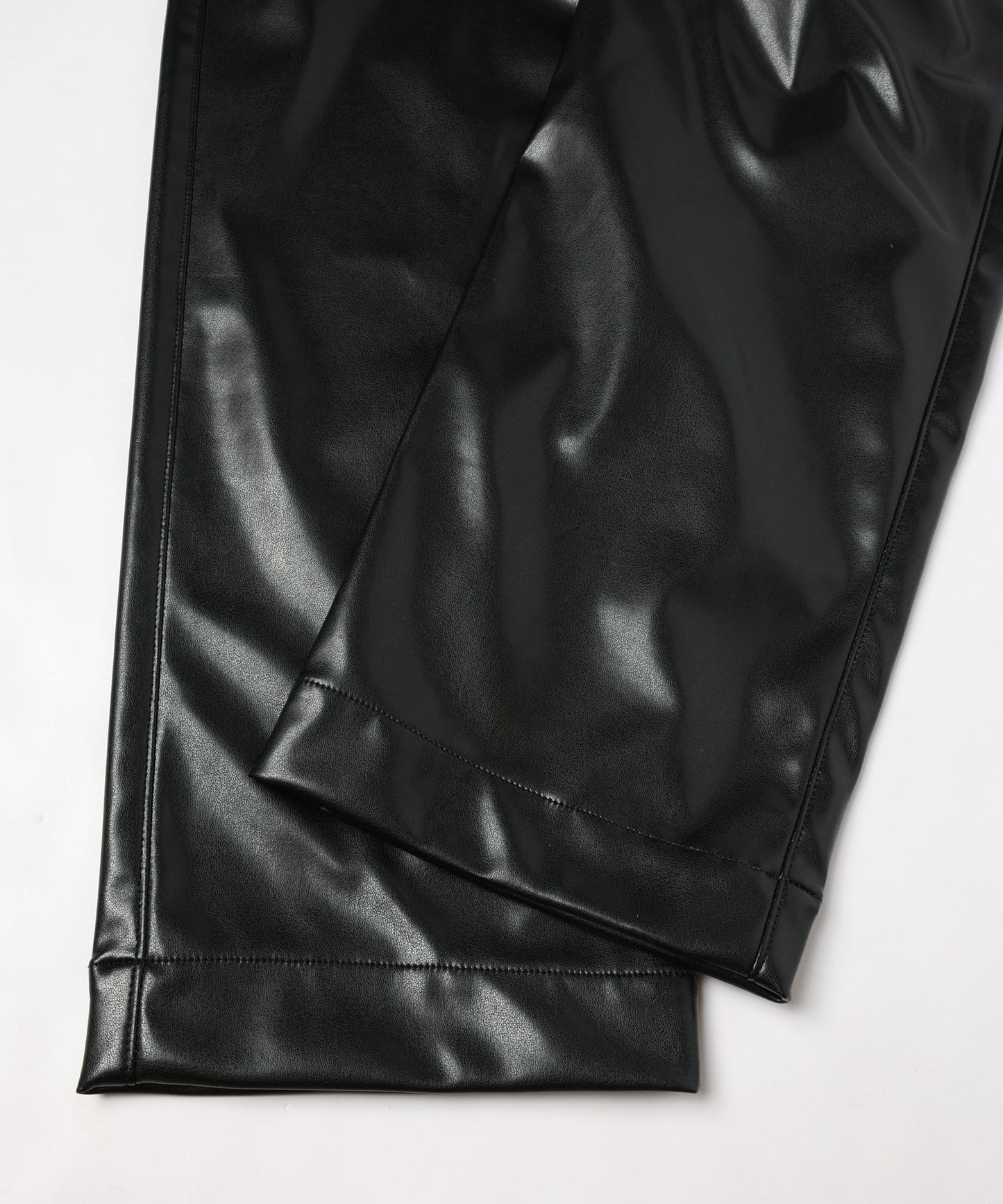 vegan leather tapered slacks