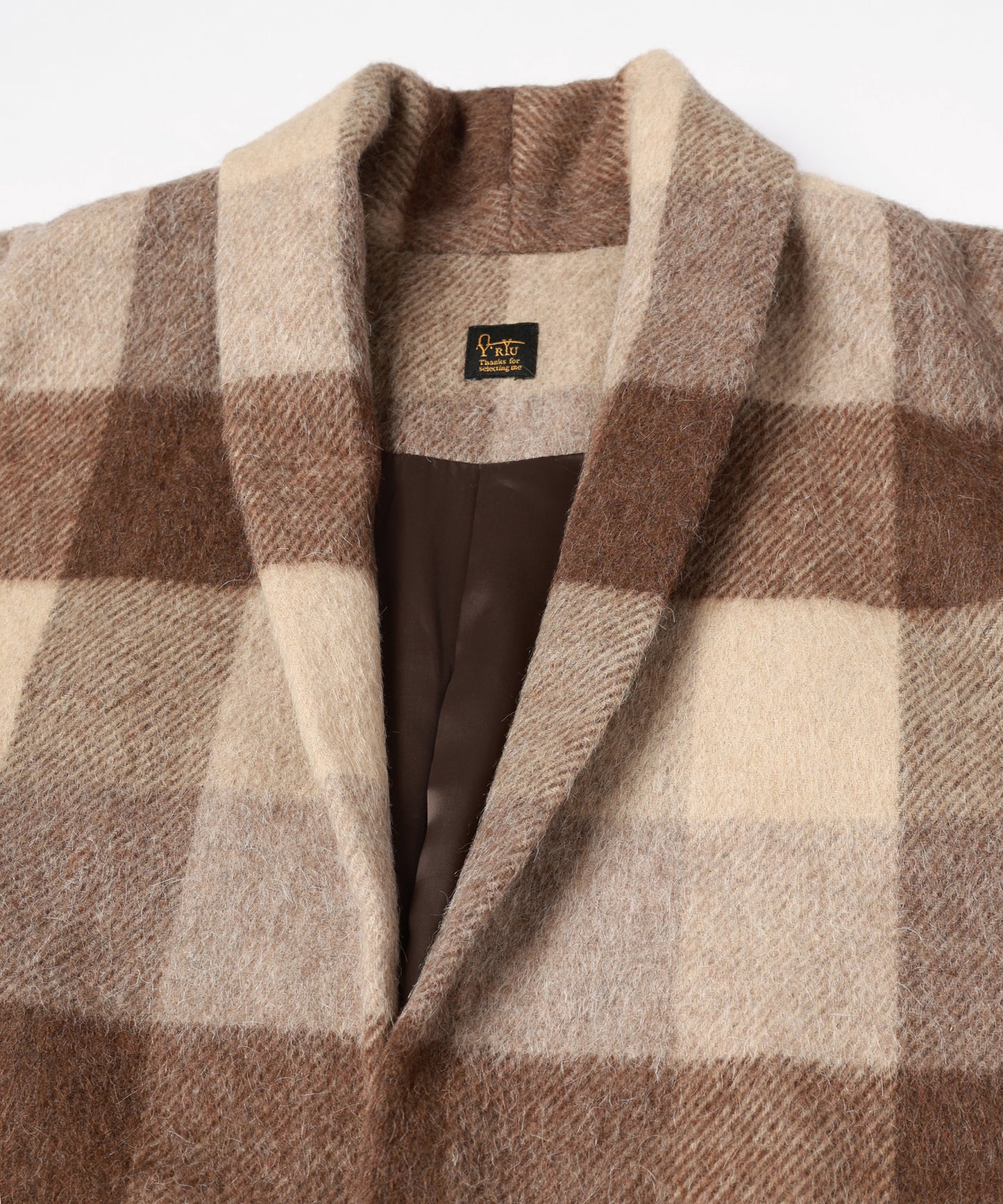 block plaid fringe coat