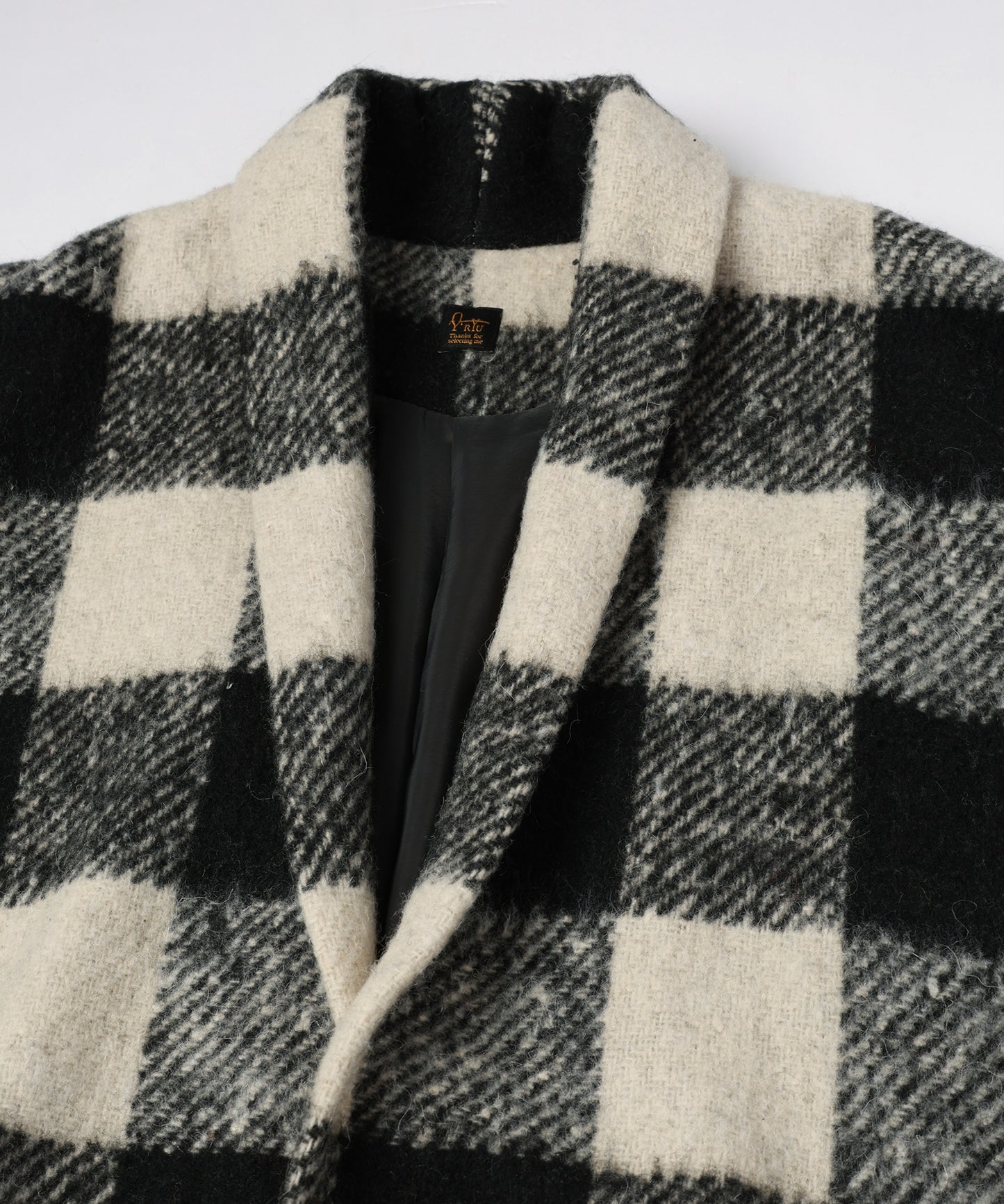 block plaid fringe coat