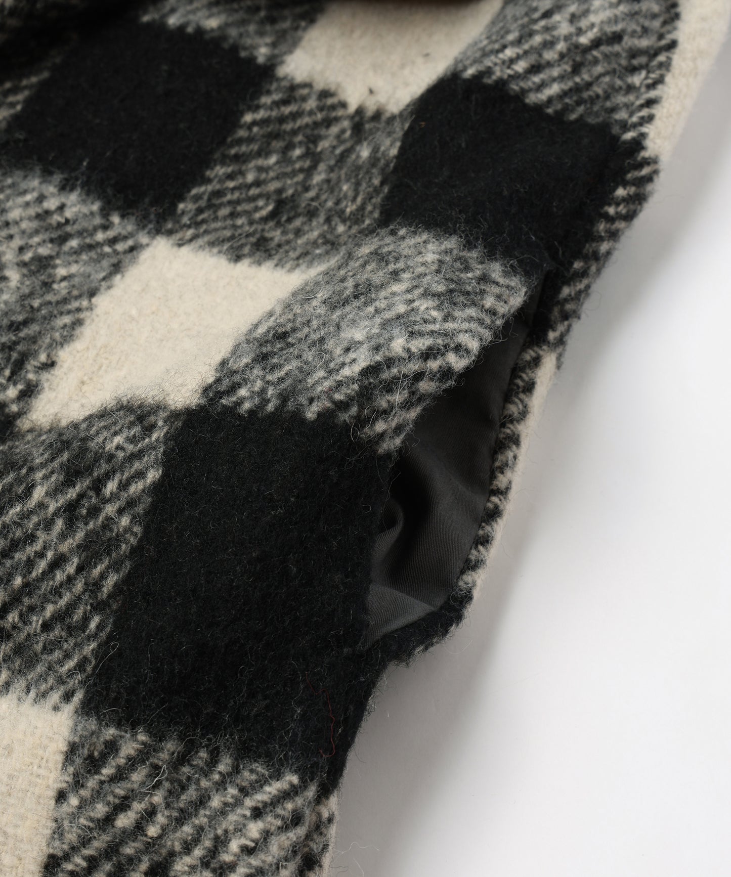 block plaid fringe coat