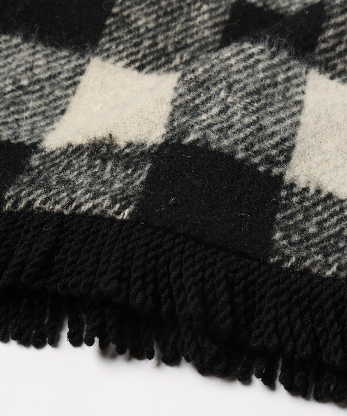 block plaid fringe coat
