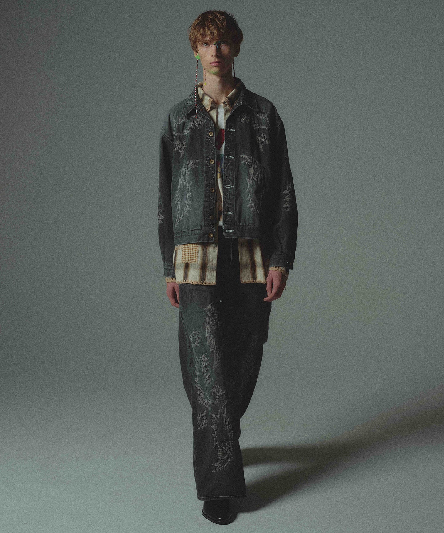 HAND KNITTING CHECK SHIRT