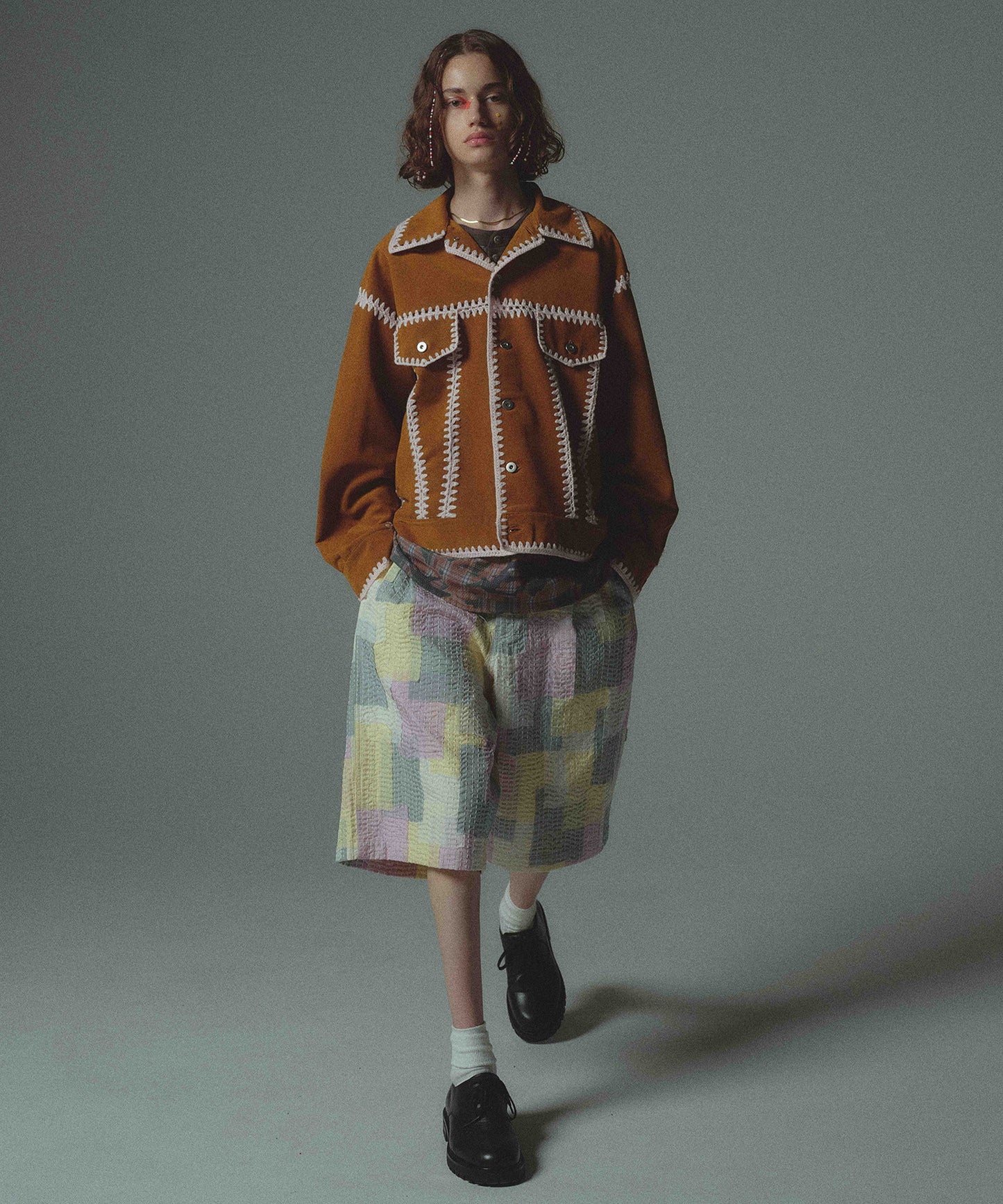 SASHIKO PATCHED SHORT PANTS