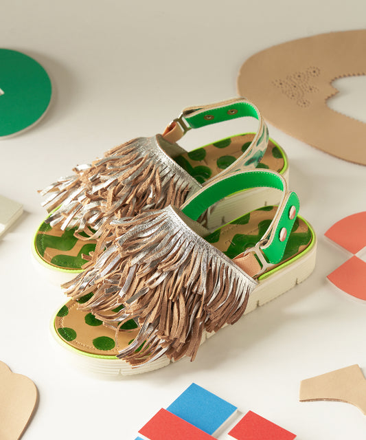 あなたのくせっ毛サンダル_Green×White sole