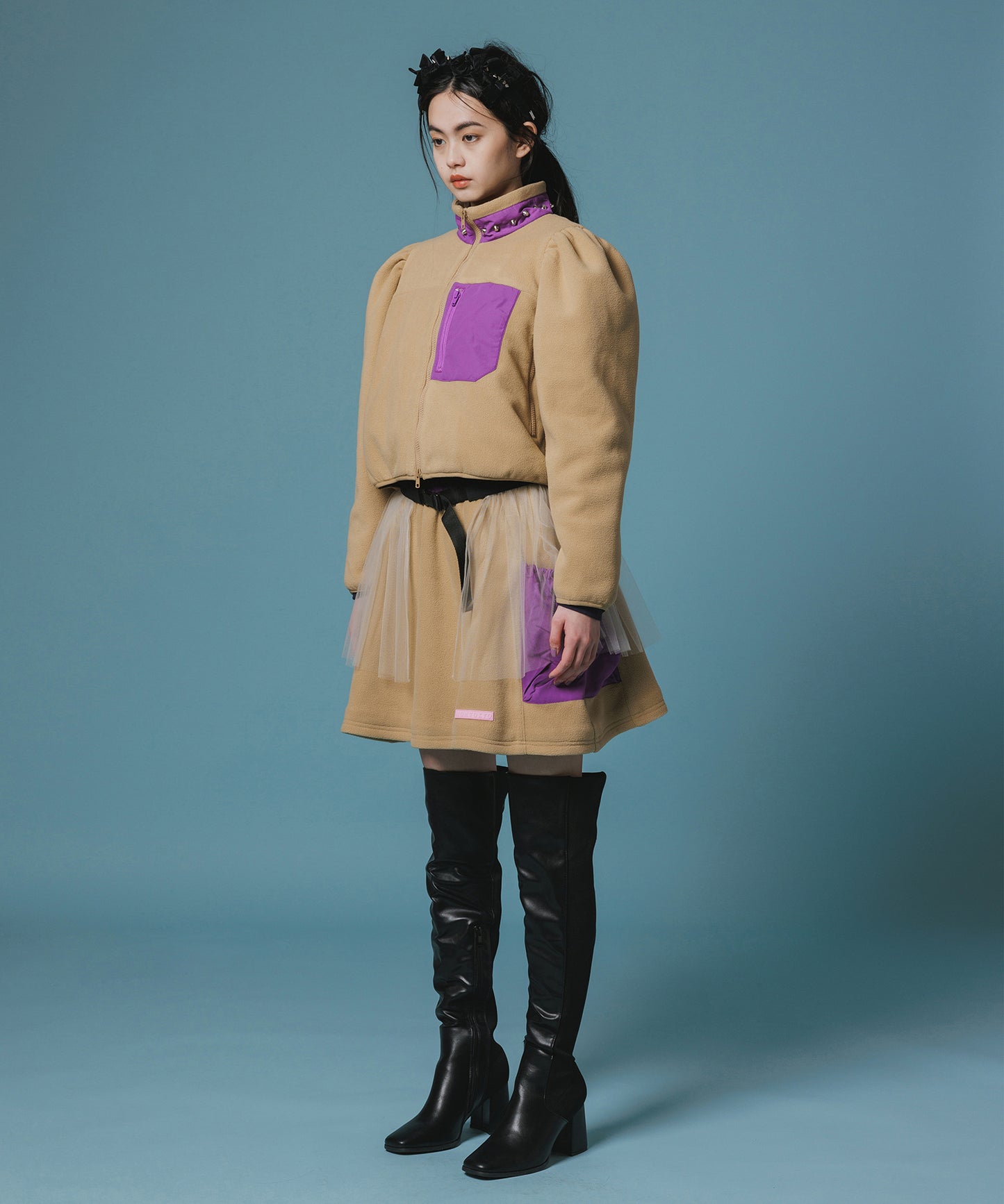 FLEECE MINI CARGO SKIRT