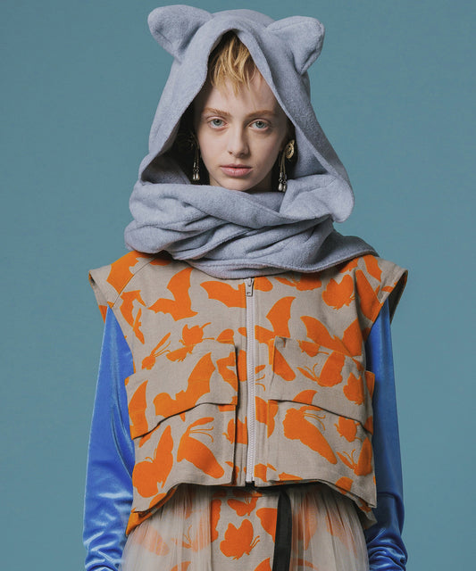 BACK PLEATS FLOCKY VEST