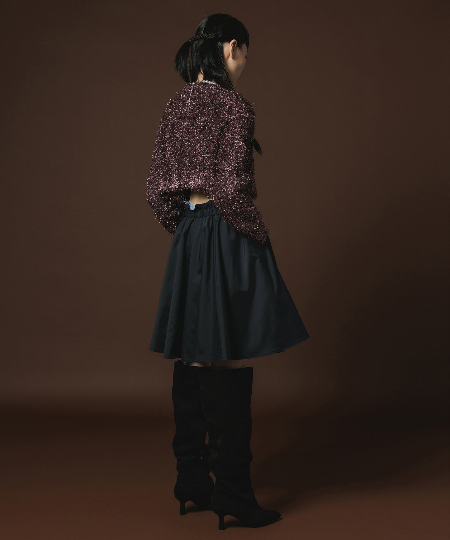 GLITTER SHAGGY KNIT CARDIGAN