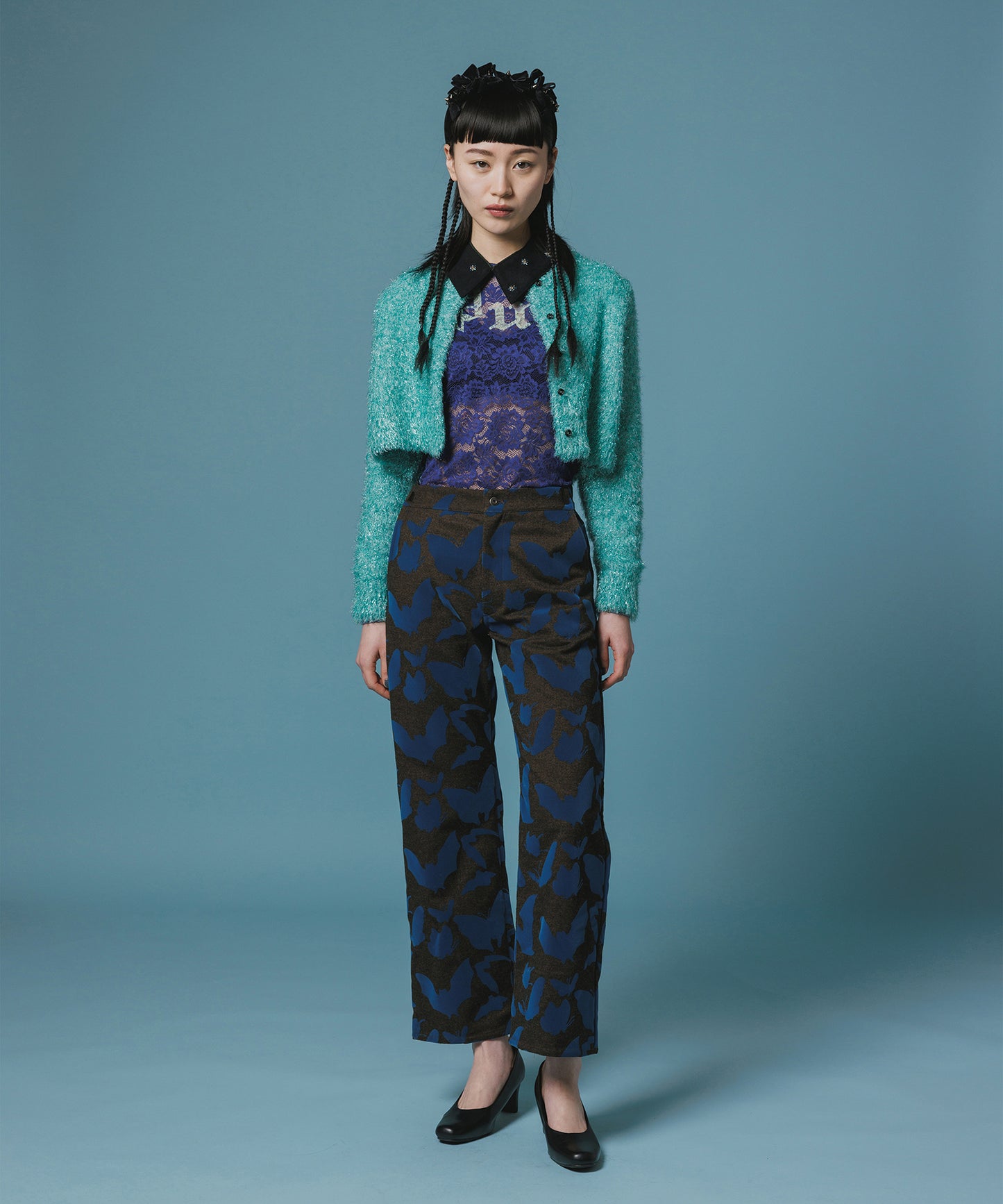 GLITTER SHAGGY KNIT CARDIGAN