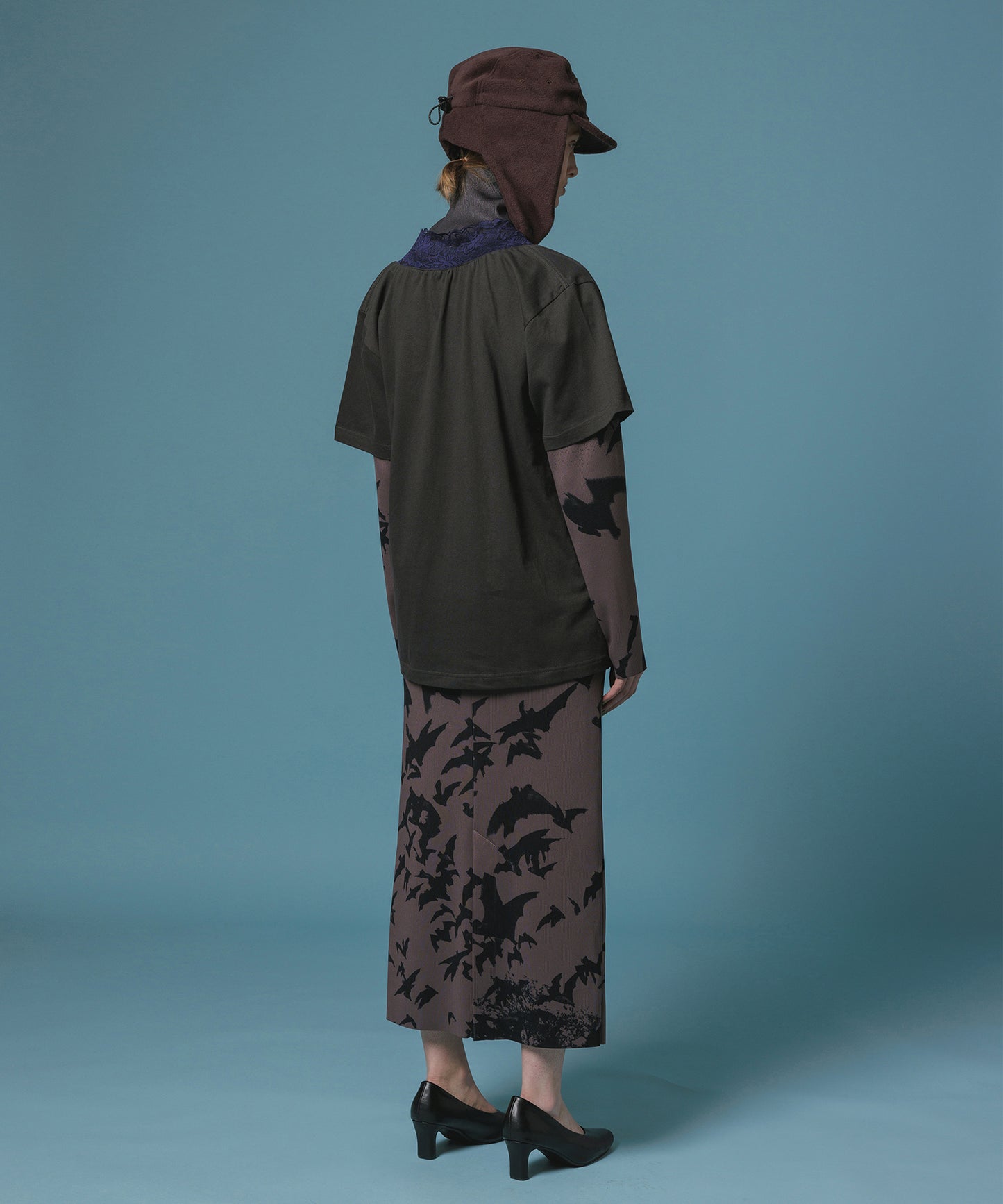 PRINT RIB L/S ONE-PIECE