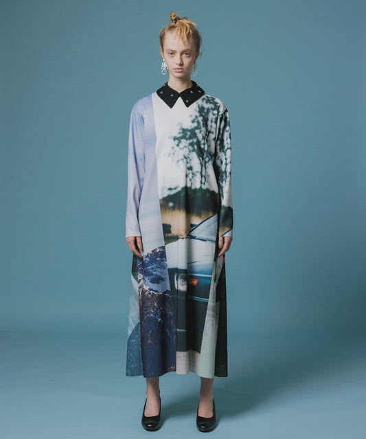 PRINT RIB L/S ONE-PIECE