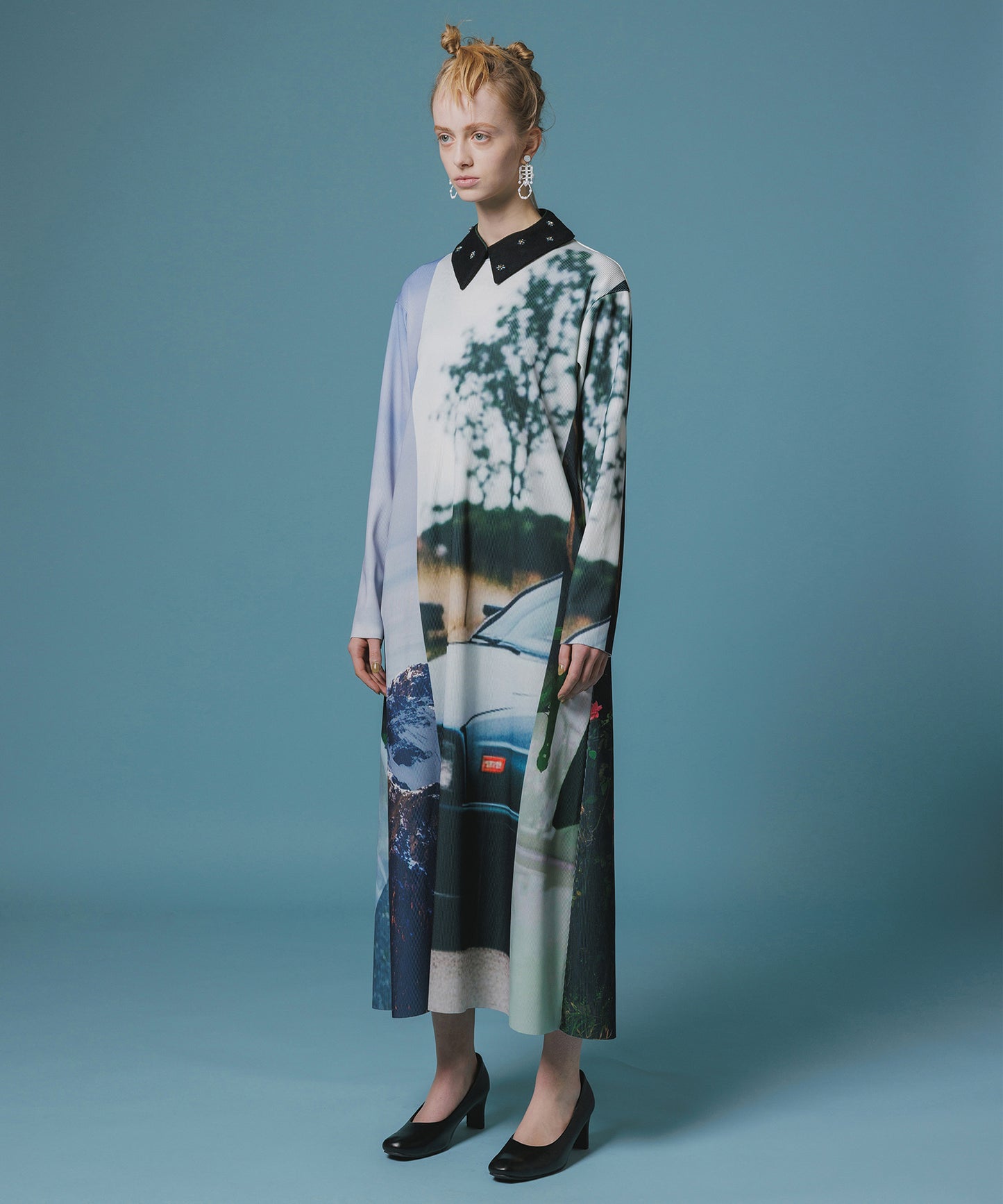 PRINT RIB L/S ONE-PIECE