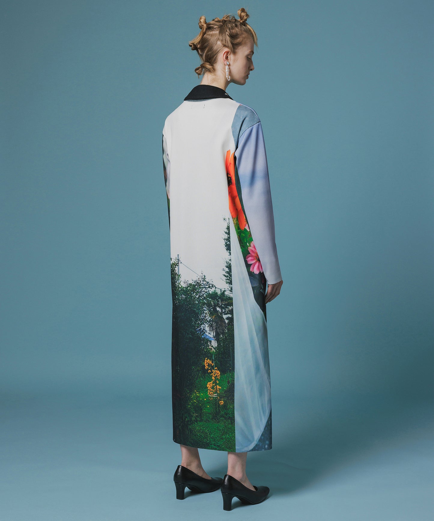 PRINT RIB L/S ONE-PIECE