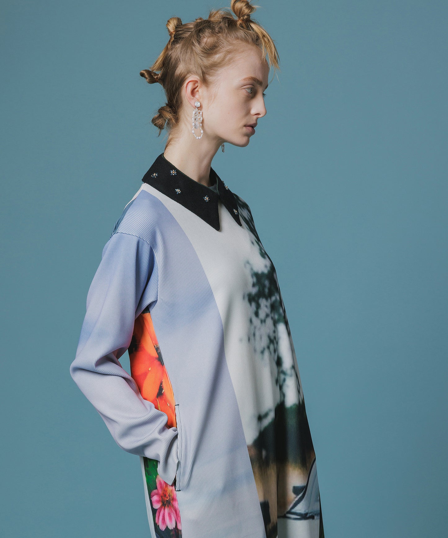 PRINT RIB L/S ONE-PIECE