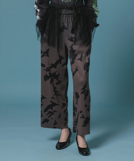 PRINT RIB WIDE PANTS