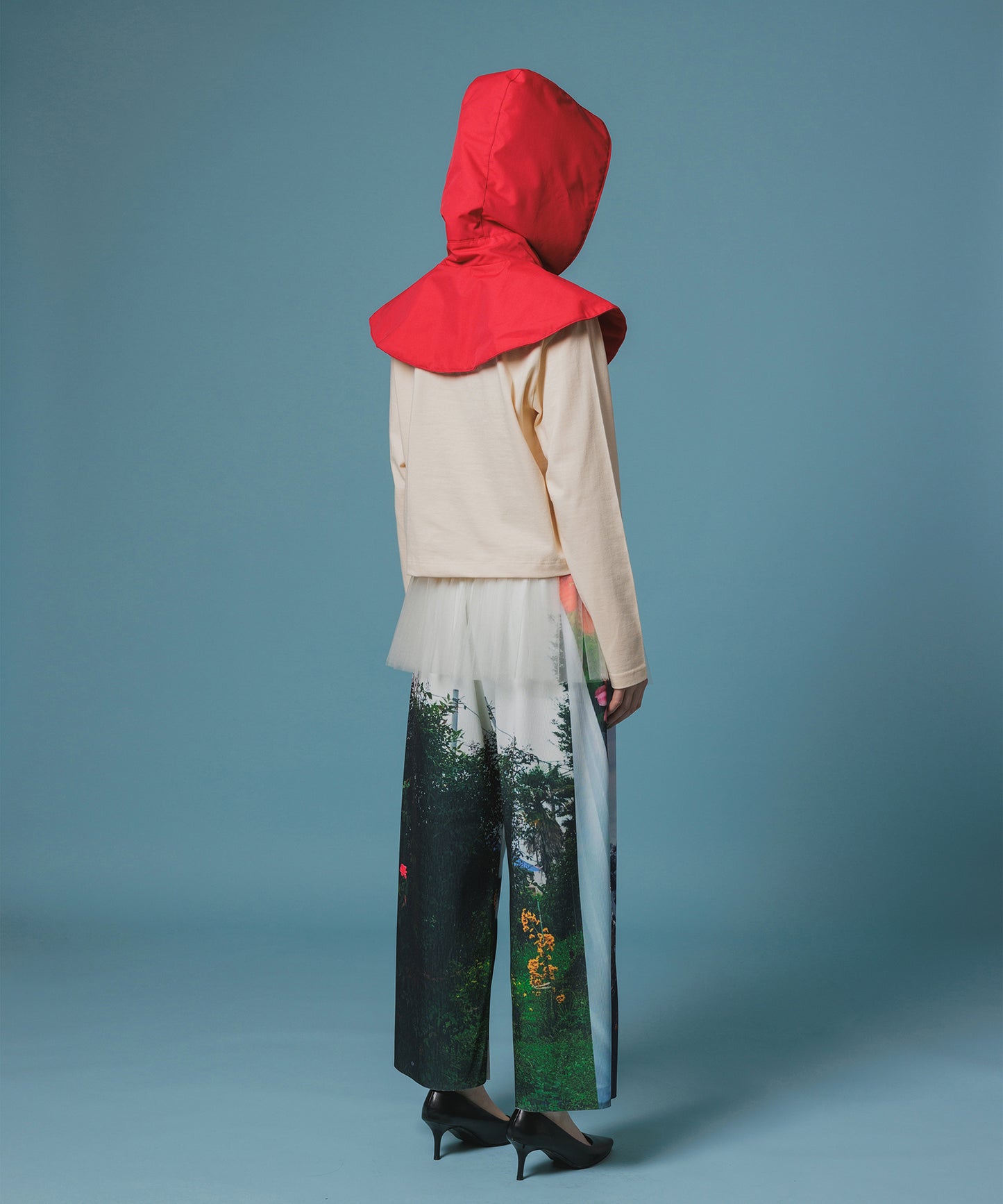 PRINT RIB WIDE PANTS