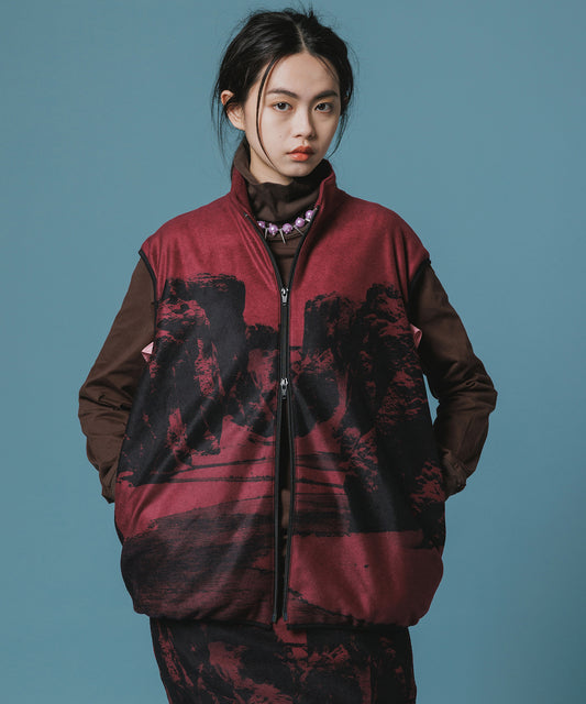 PRINT FLEECE VEST