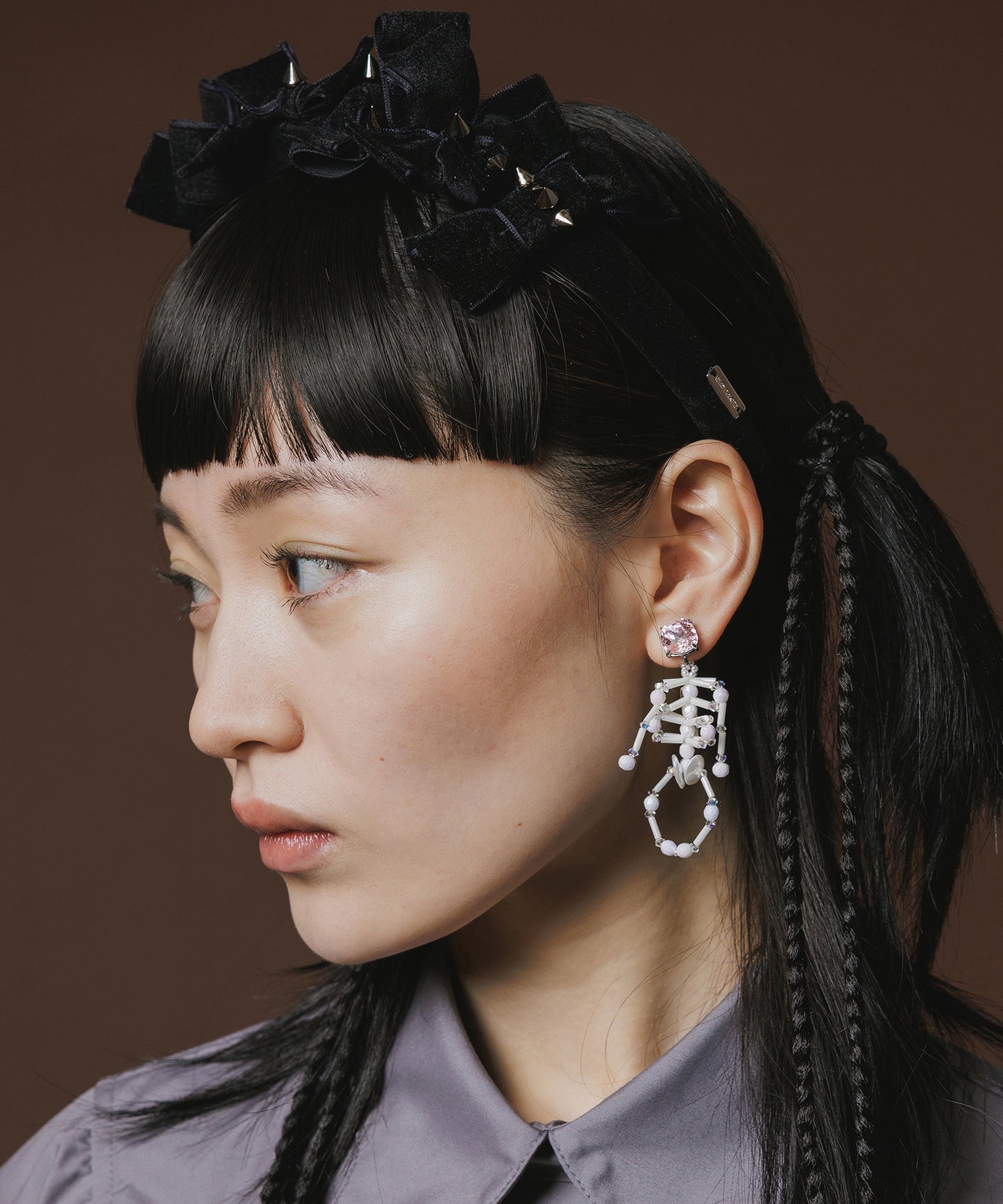 VELOURS RIBBON STUDS HEADBAND