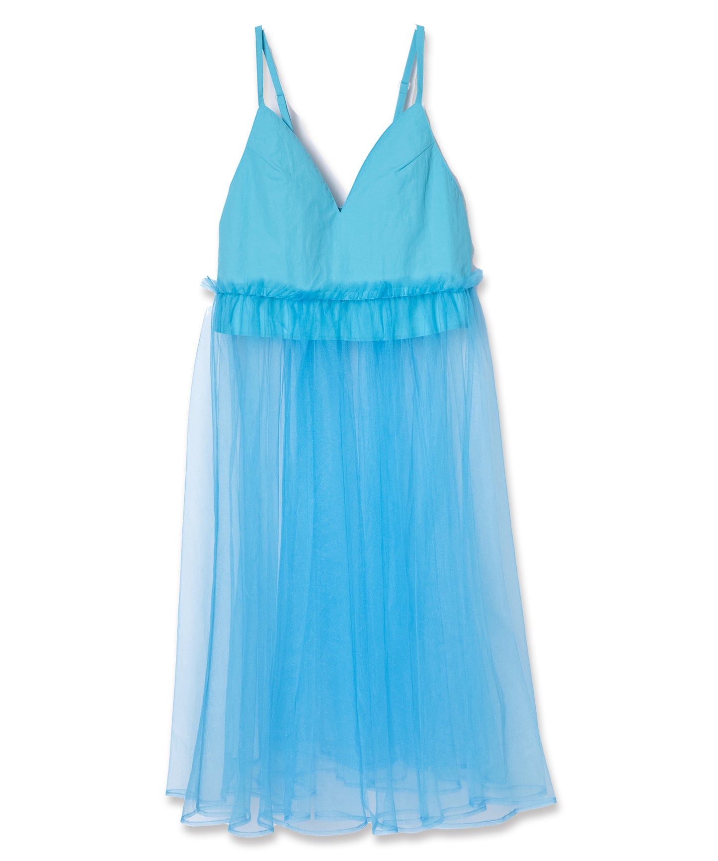 GATHER TULLE CAMISOLE ONE-PIECE