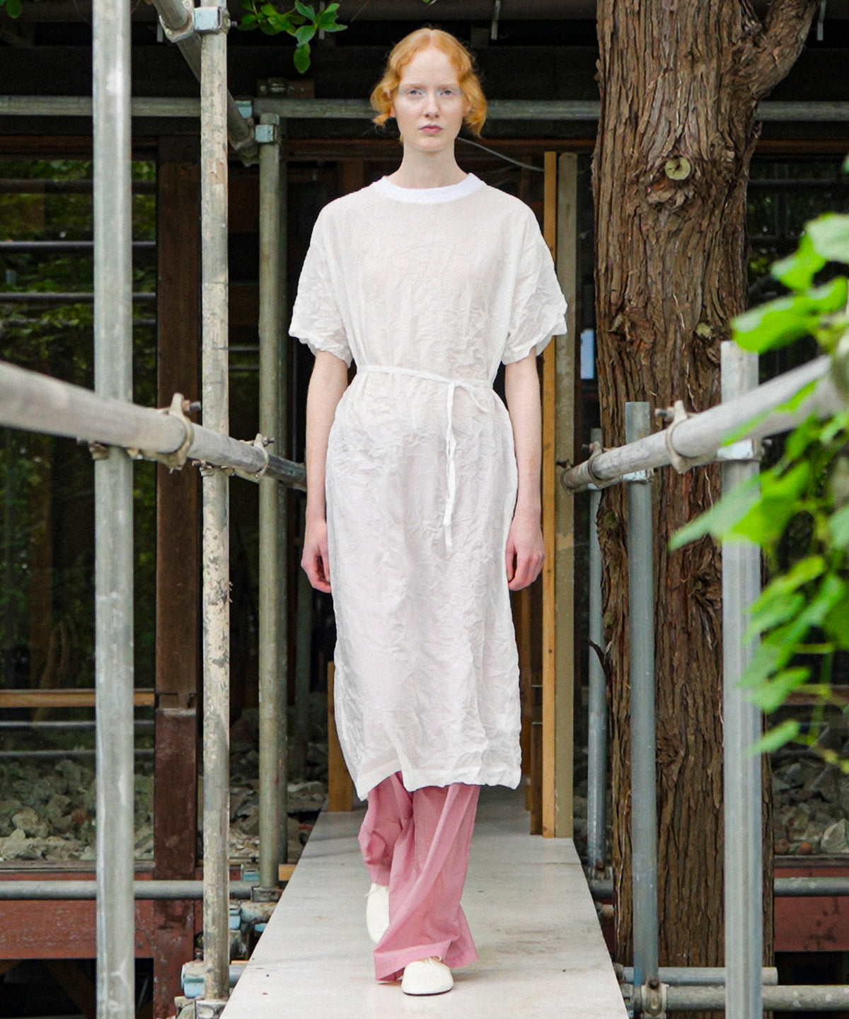Crinkled Apron Dress