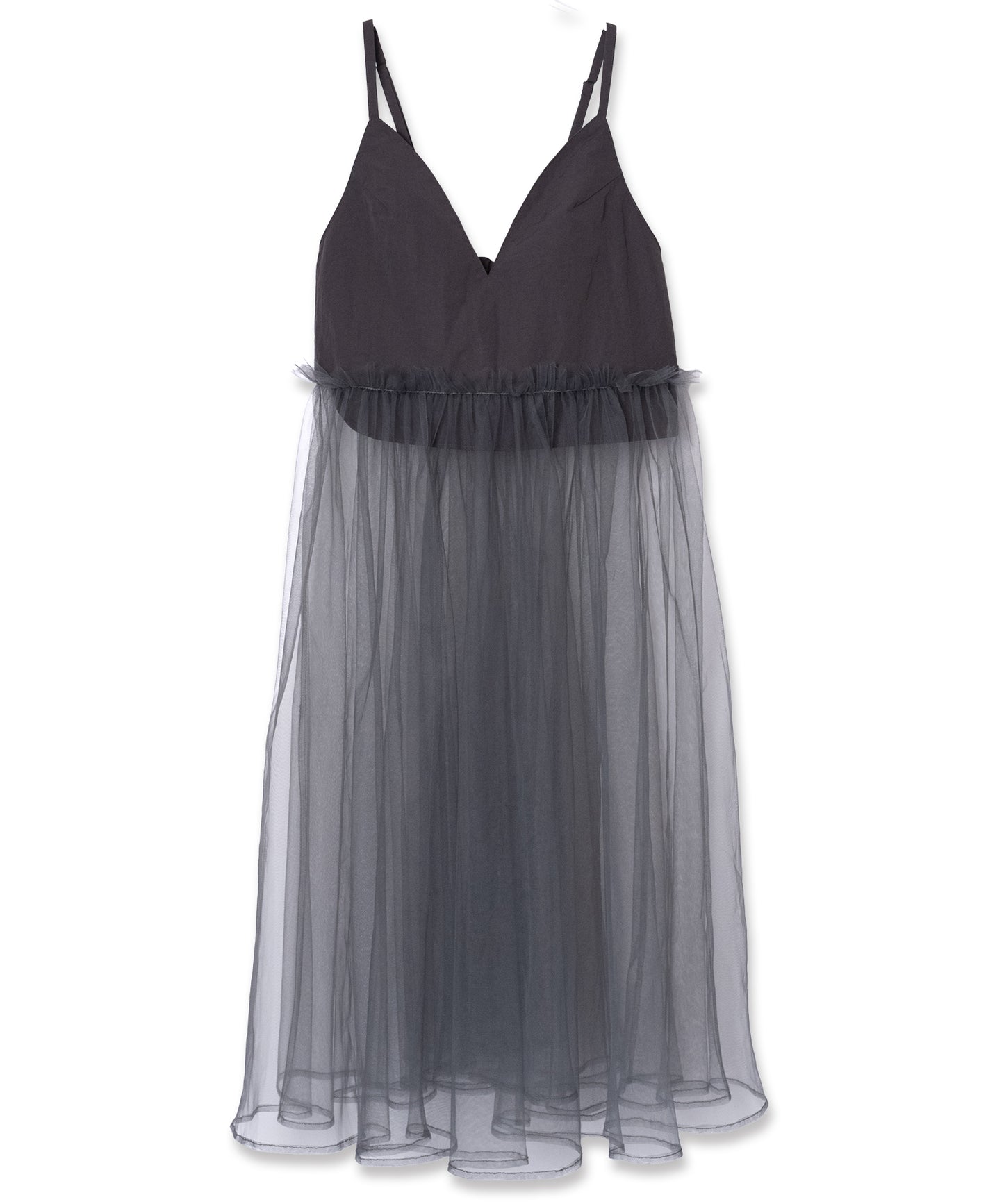 GATHER TULLE CAMISOLE ONE-PIECE