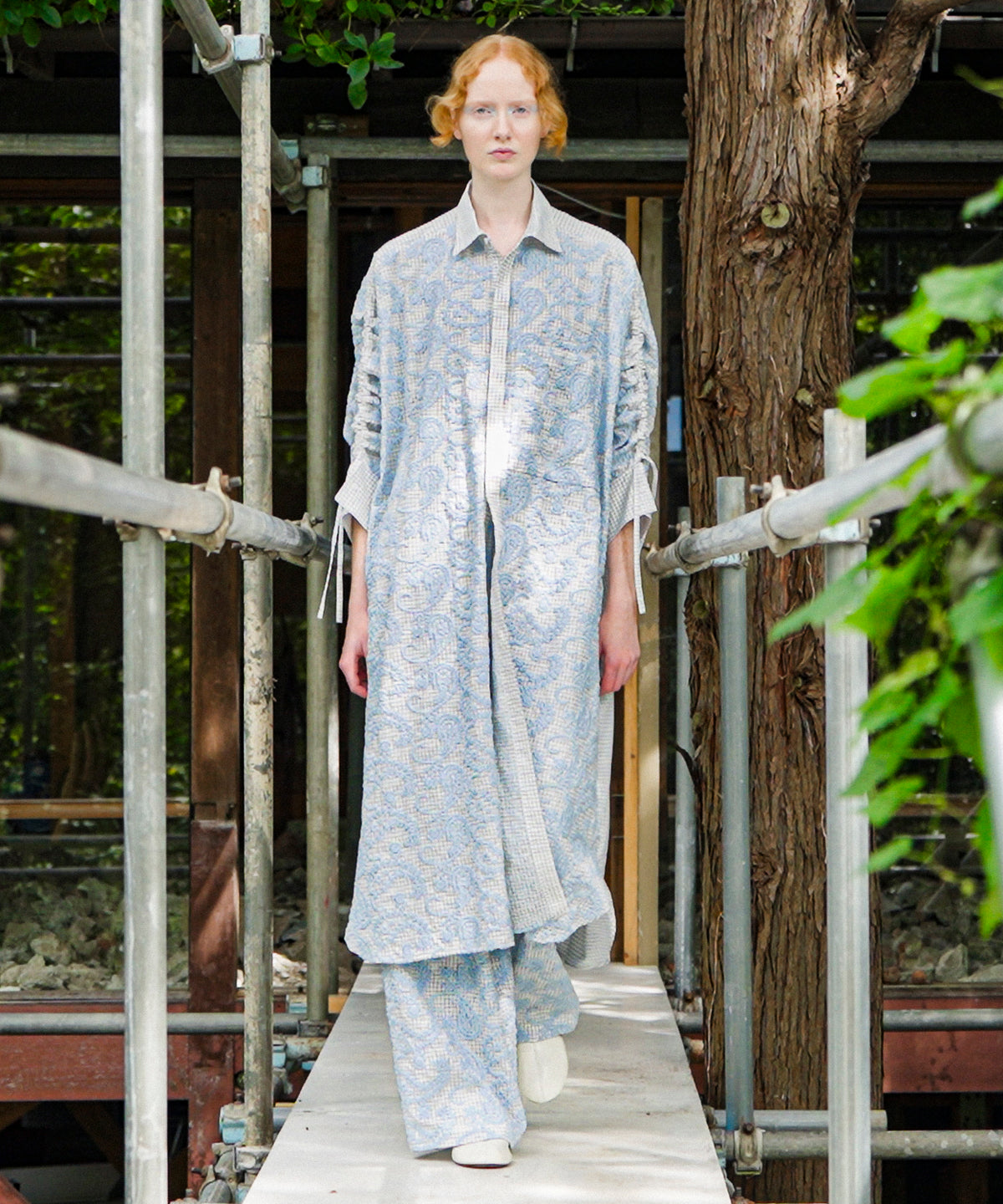 Layered Paisley Shirt Coat