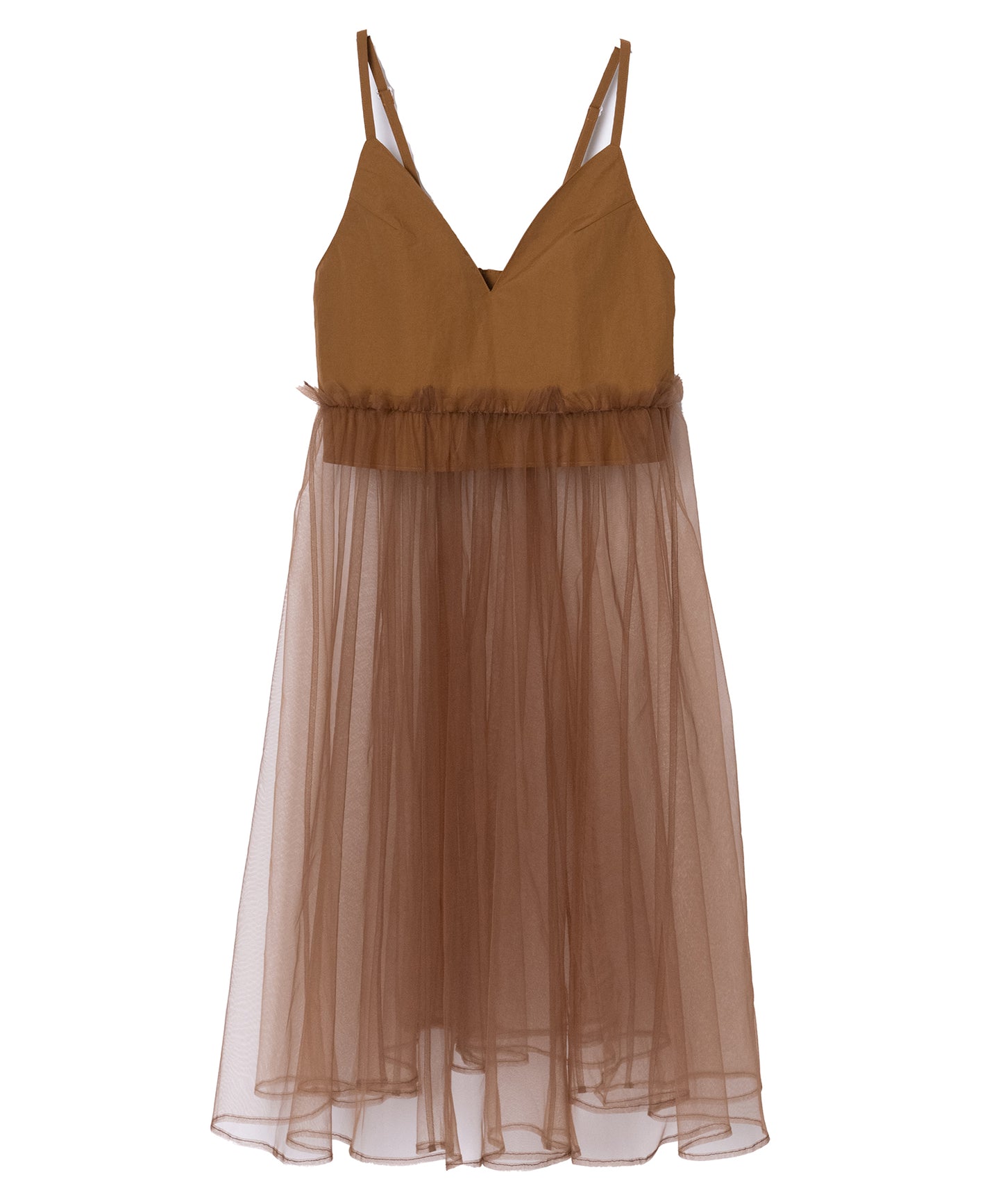 GATHER TULLE CAMISOLE ONE-PIECE