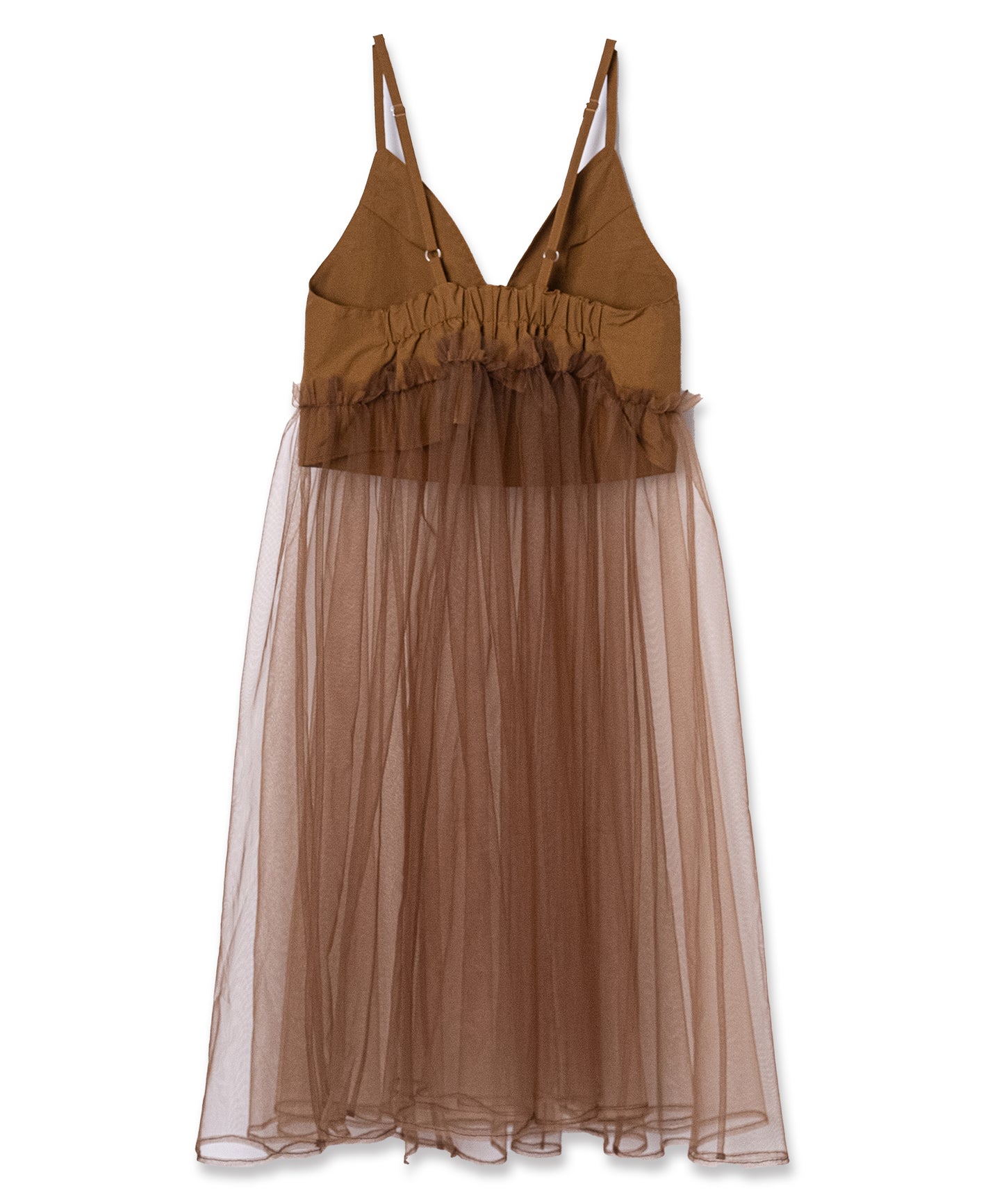 GATHER TULLE CAMISOLE ONE-PIECE