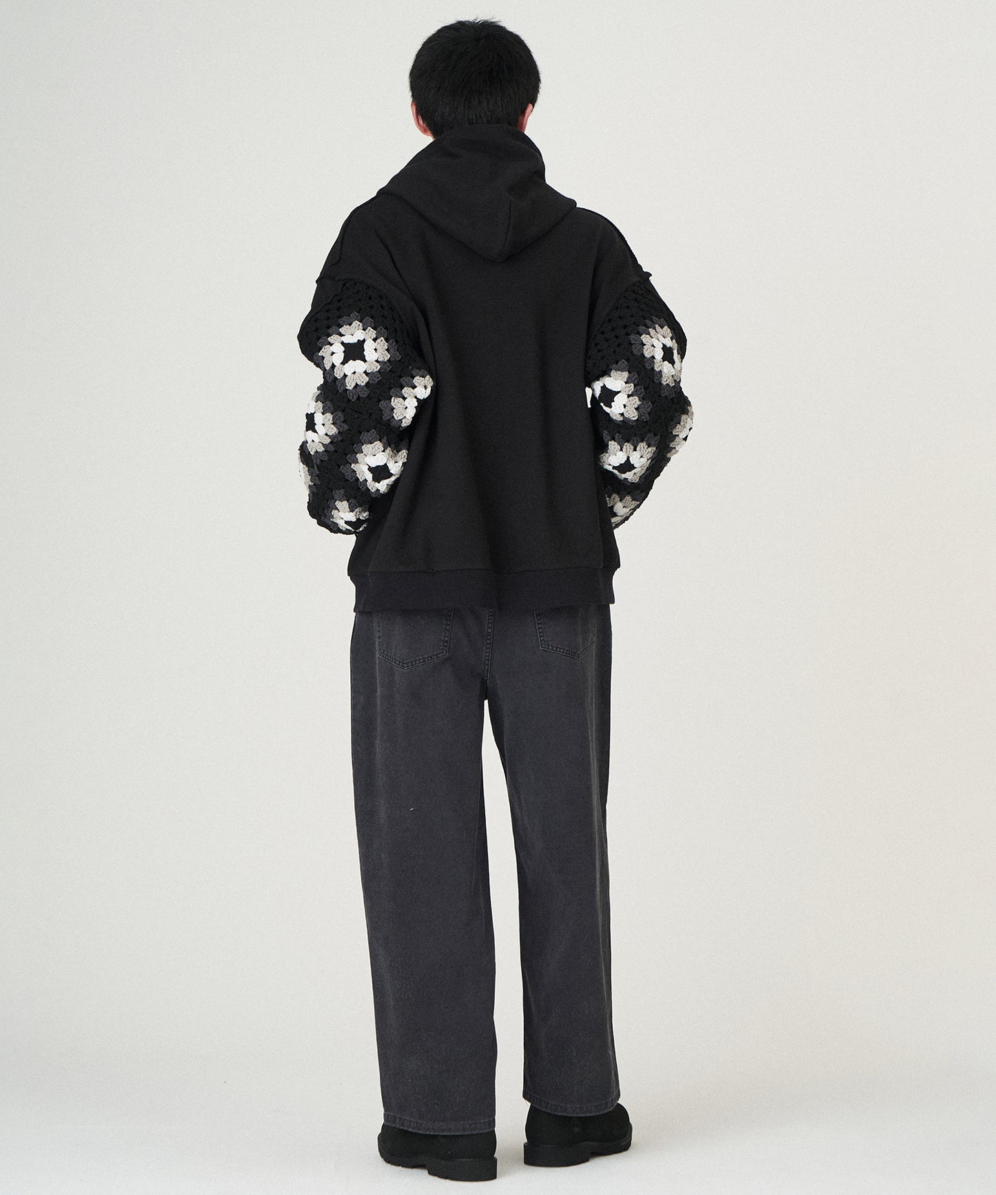 CROCHET SLEEVE SWEAT PARKA