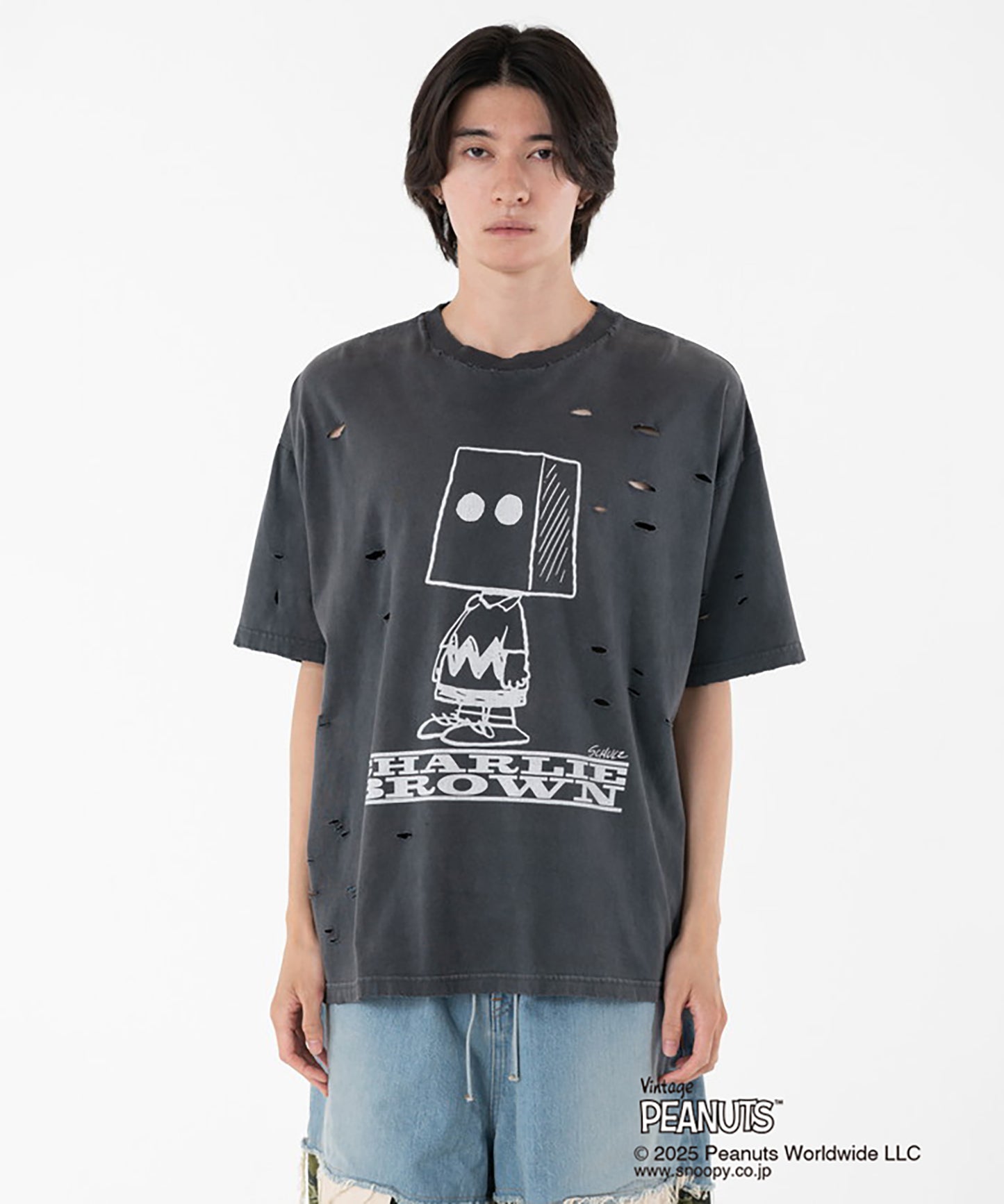 PEANUTSxDISCOVERED DAMAGE PIGMENT DYED TEE
