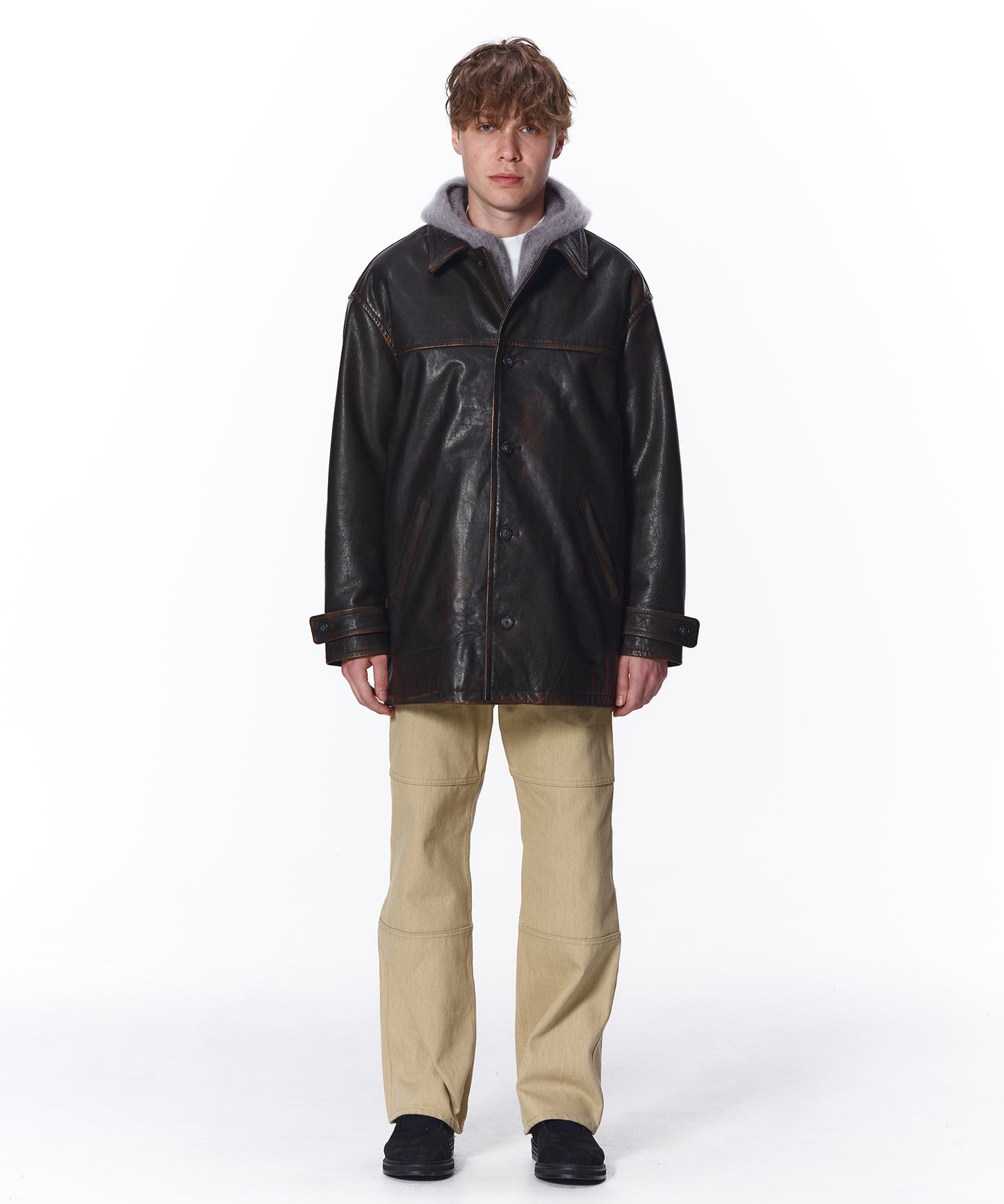 LEATHER CAR COAT