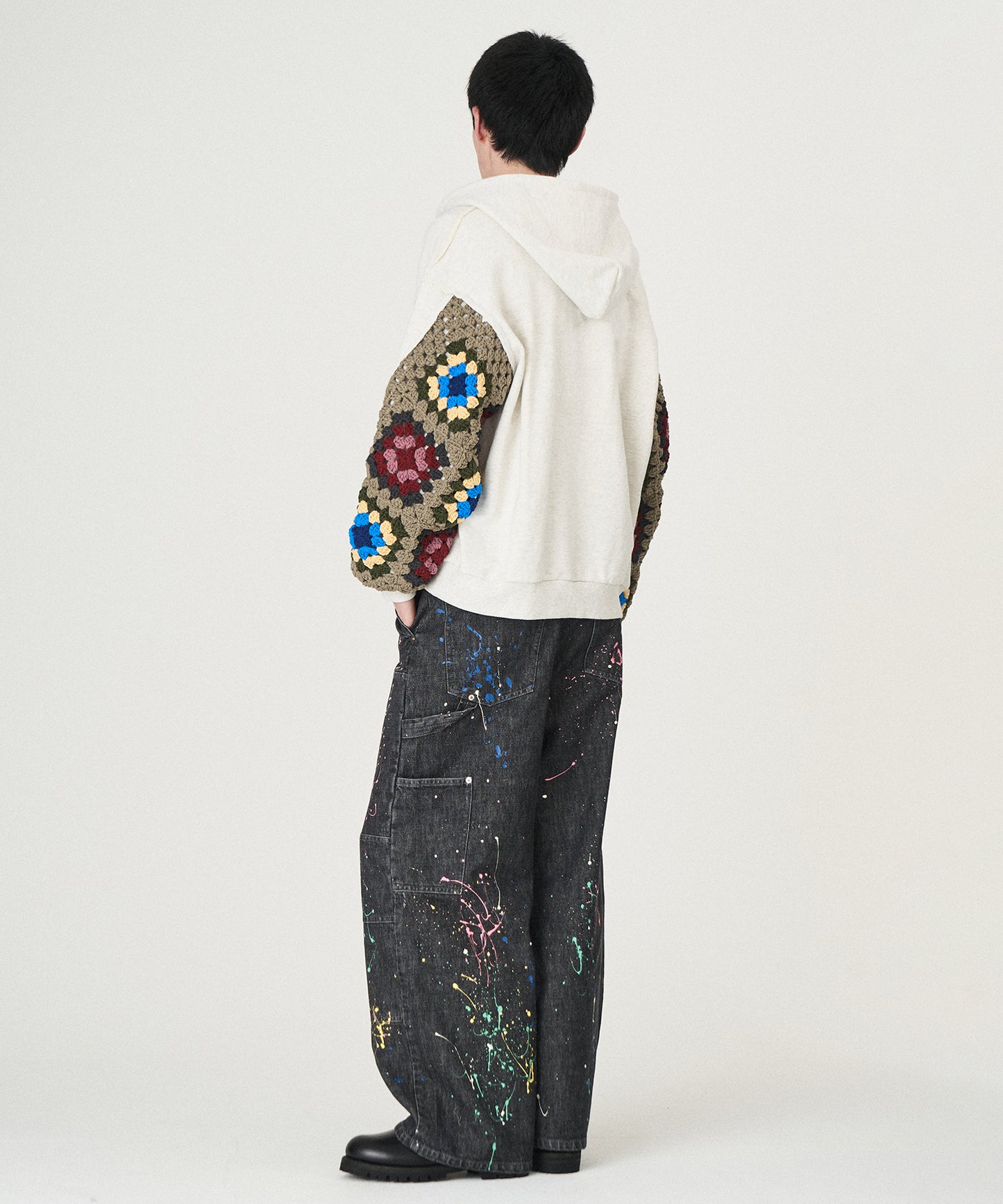 CROCHET SLEEVE SWEAT PARKA