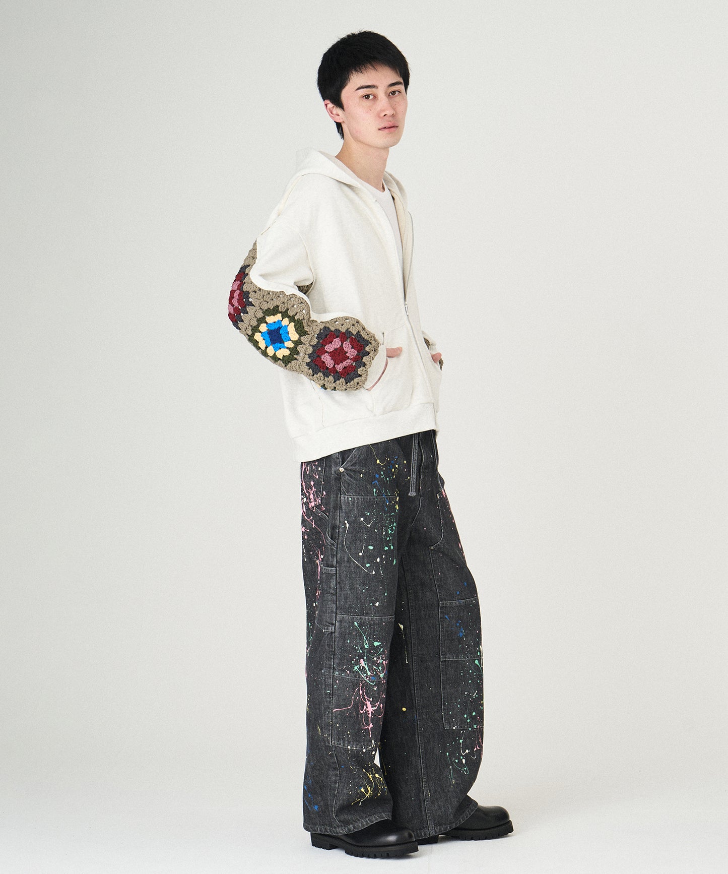 CROCHET SLEEVE SWEAT PARKA