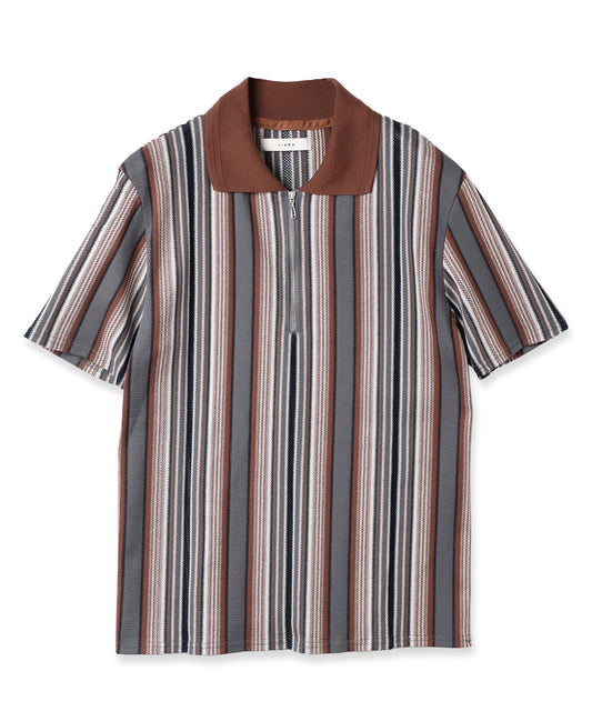 HALF ZIP STRIPE S/S SHIRT　