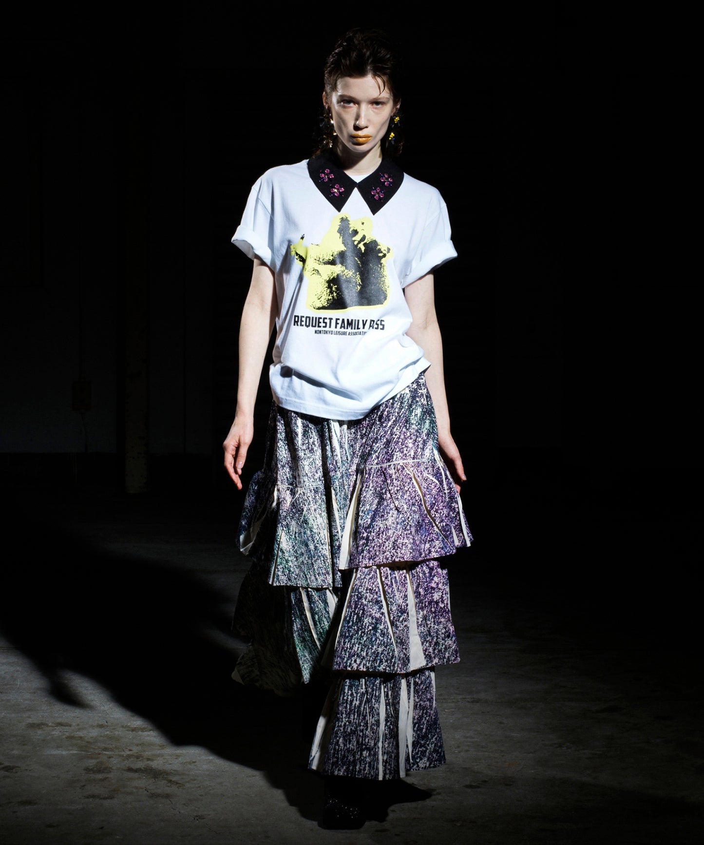 DIRECT PRINT RIB GATHER LONG SKIRT【商品納期 3月下旬】