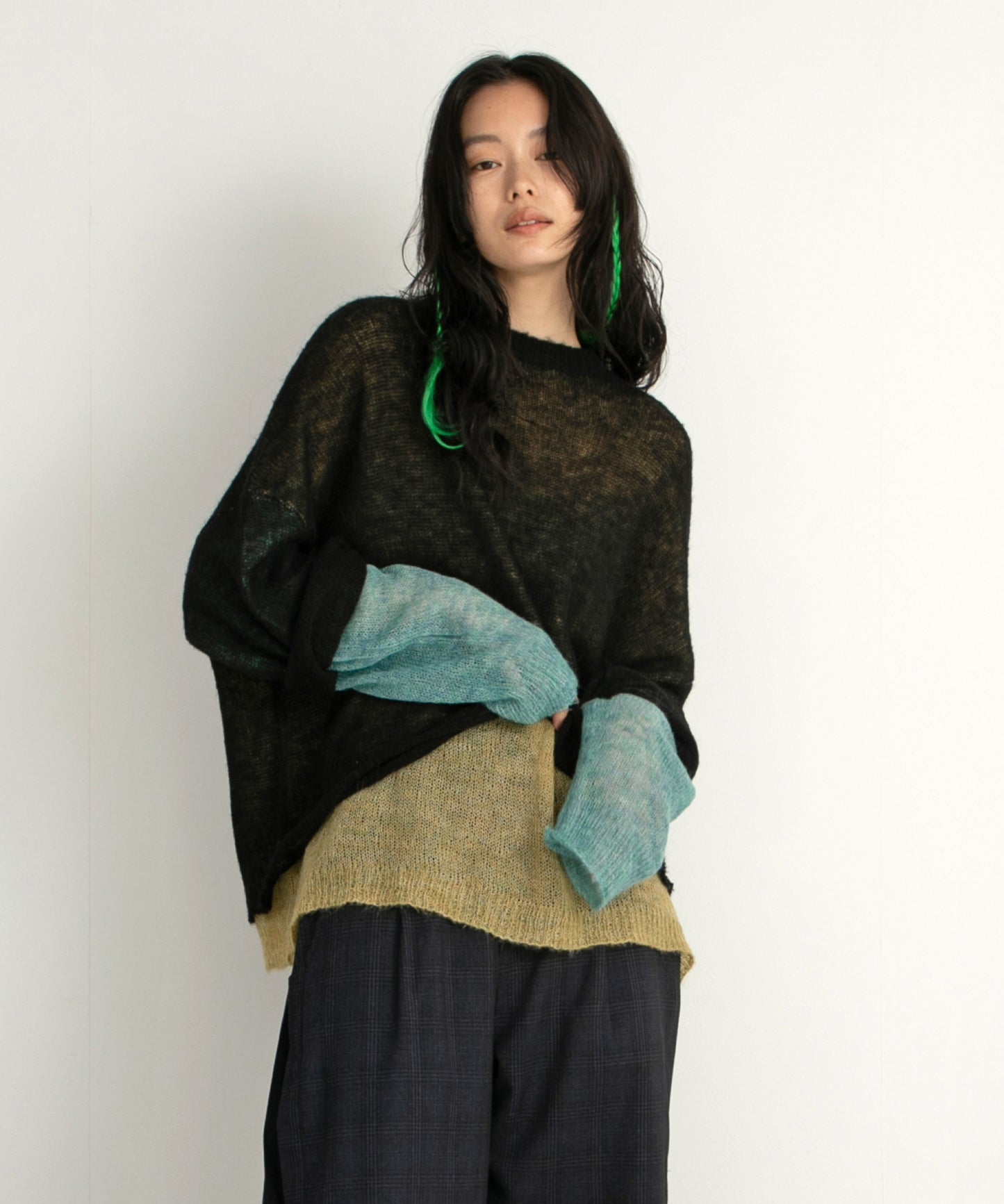 Mohair Color Layer Knit Sweater