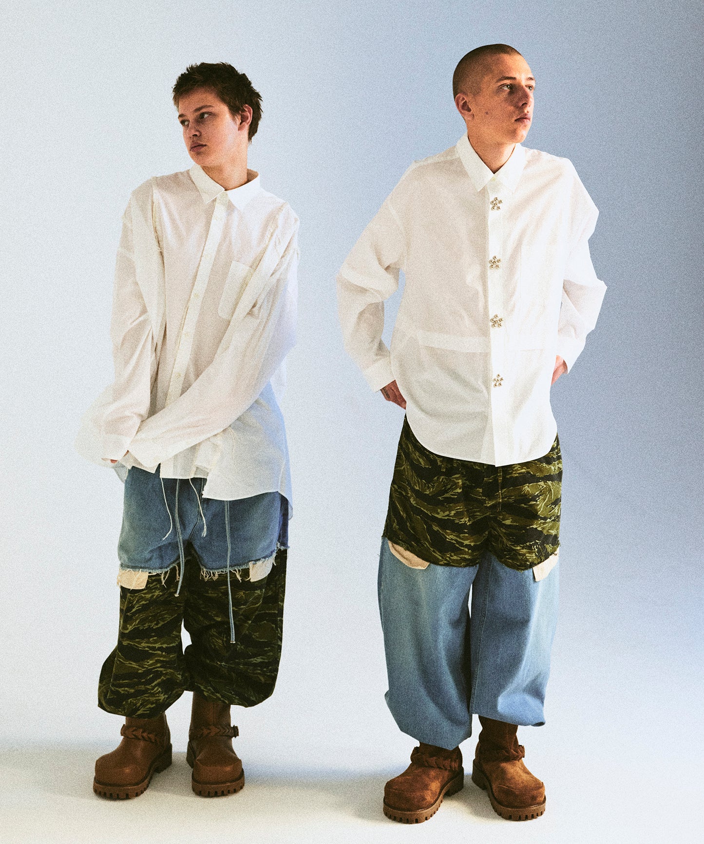 LAYERED ARMY DENIM PANTS