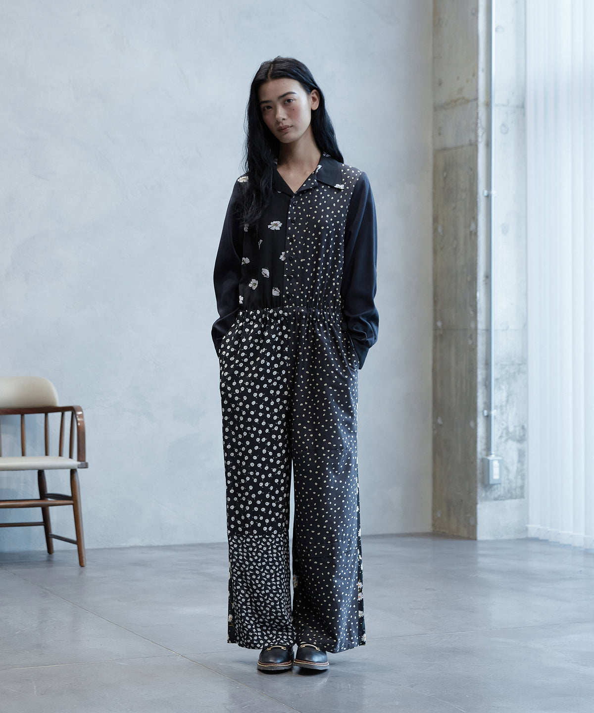 OPEN COLLAR JUMP SUITS
