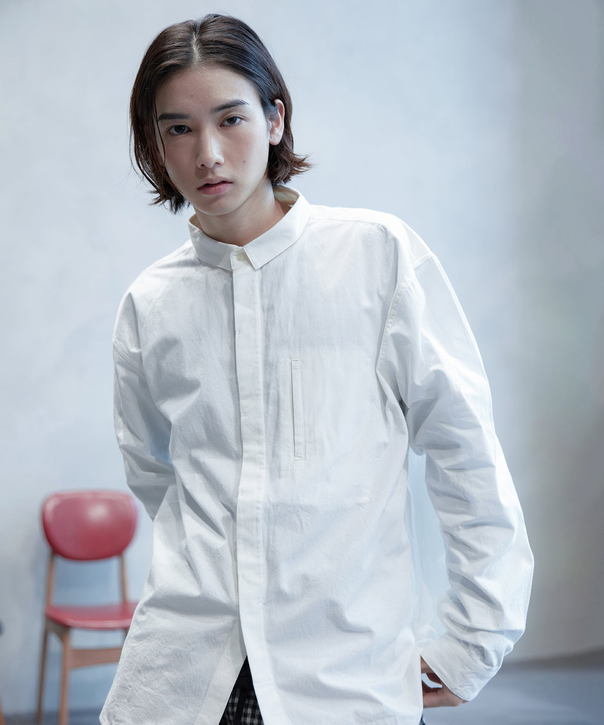 square collar over shirt